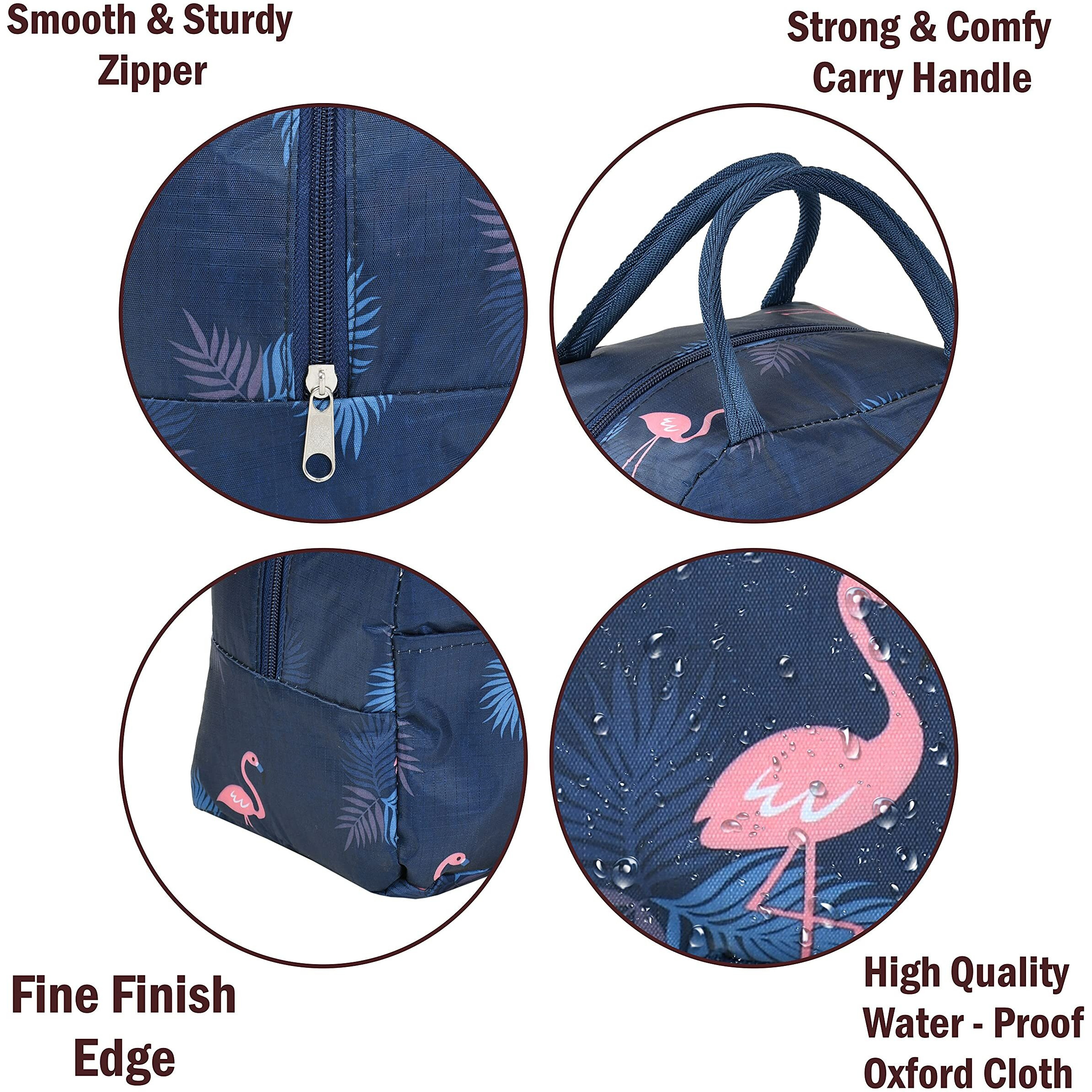 Yellow Weaves Insulated Polyester Travel Lunch/Tiffin/Storage Bag For Office, College & School Big Size (Blue-Pink), 8 liter
