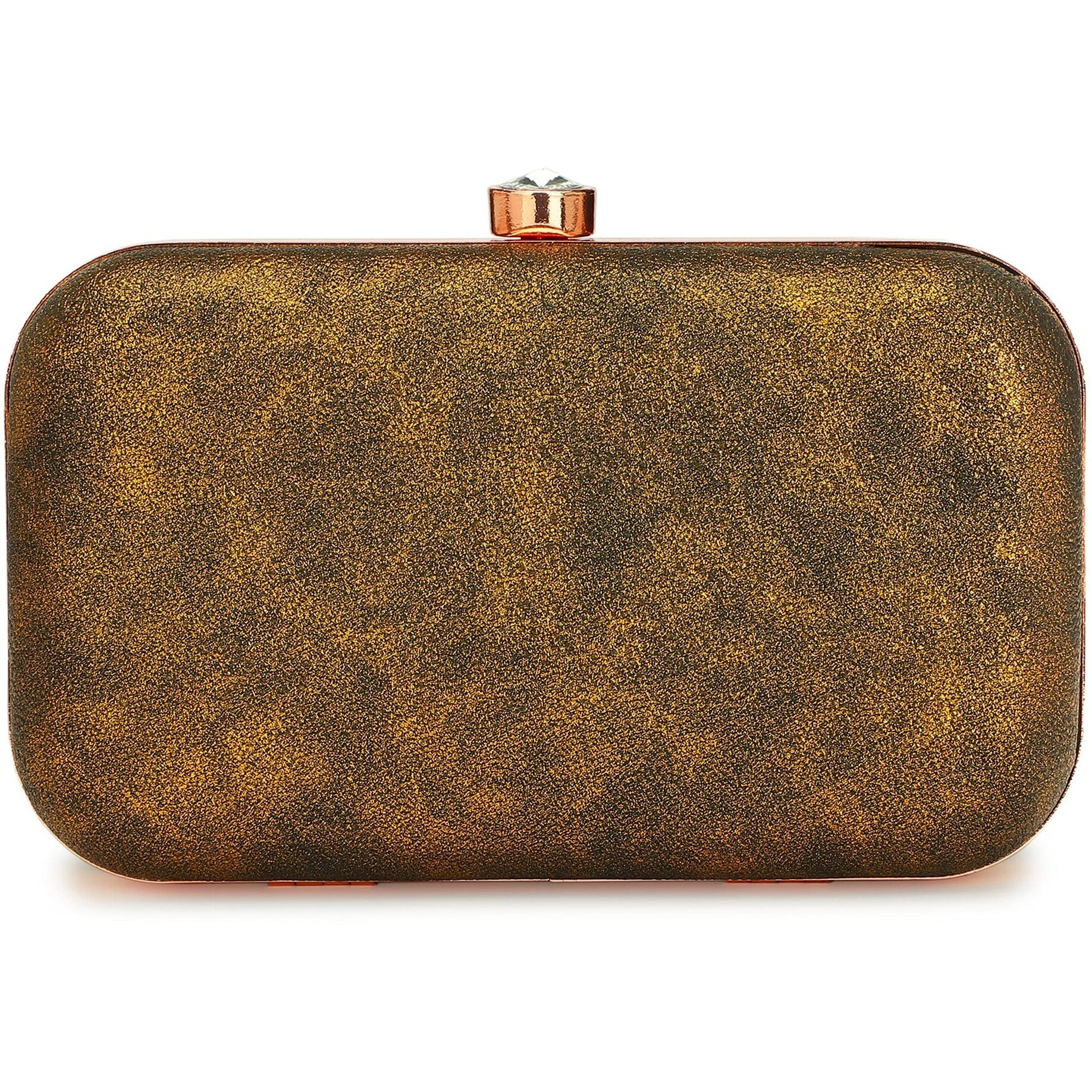 TOOBA Handicraft Beautiful Bling Box Clutch Bag Purse for Bridal, Wedding Bag for Women & Girls Bronze