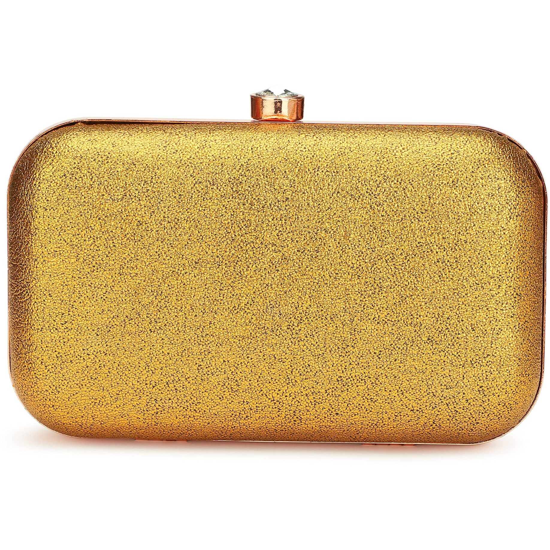 TOOBA Handicraft Hand Embroidered Box Clutch Bag Purse for Bridal, Casual, Wedding Bag for Women & Girls Dark Gold