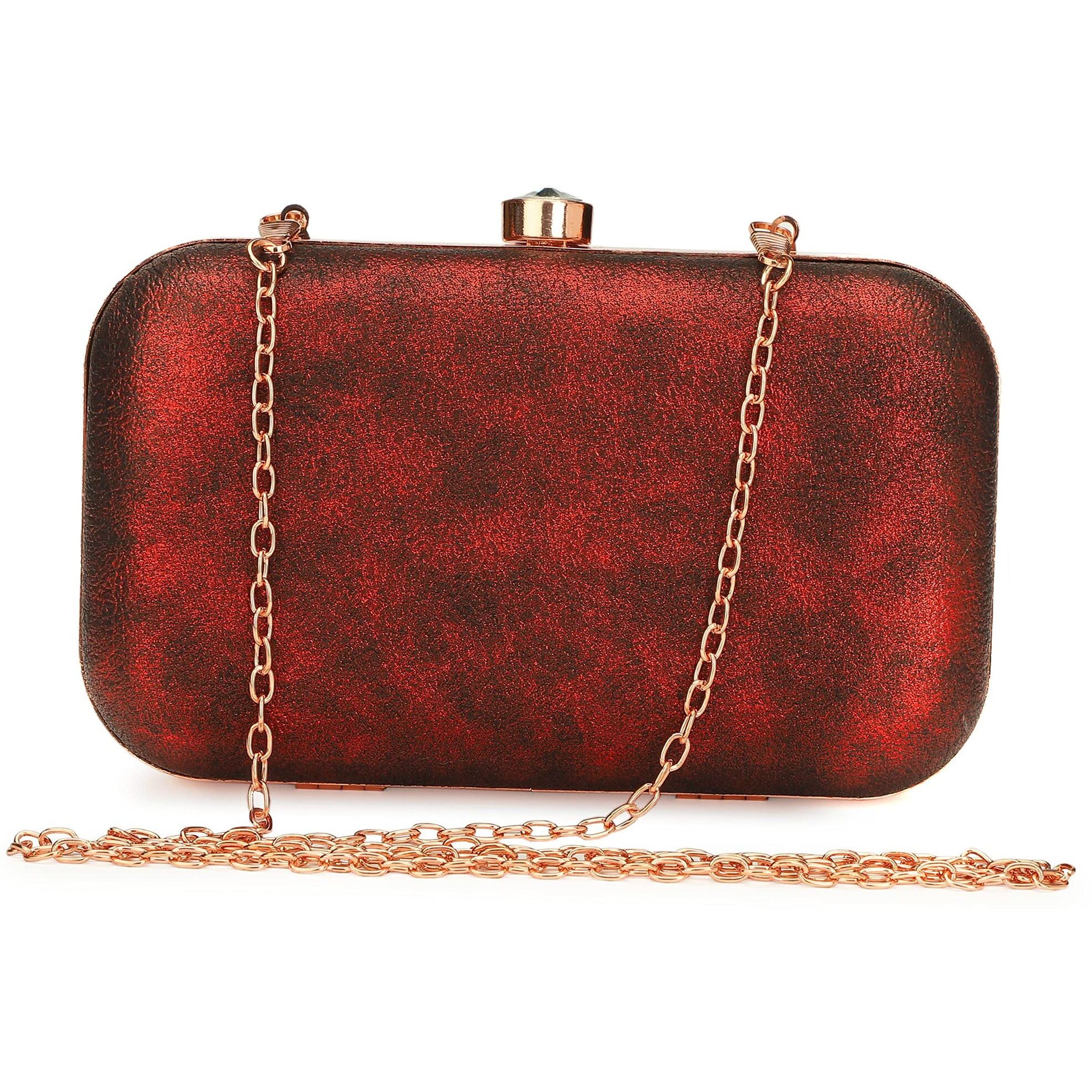 TOOBA Handicraft Hand Embroidered Box Clutch Bag Purse for Bridal, Casual, Wedding Bag for Women & Girls Maroon