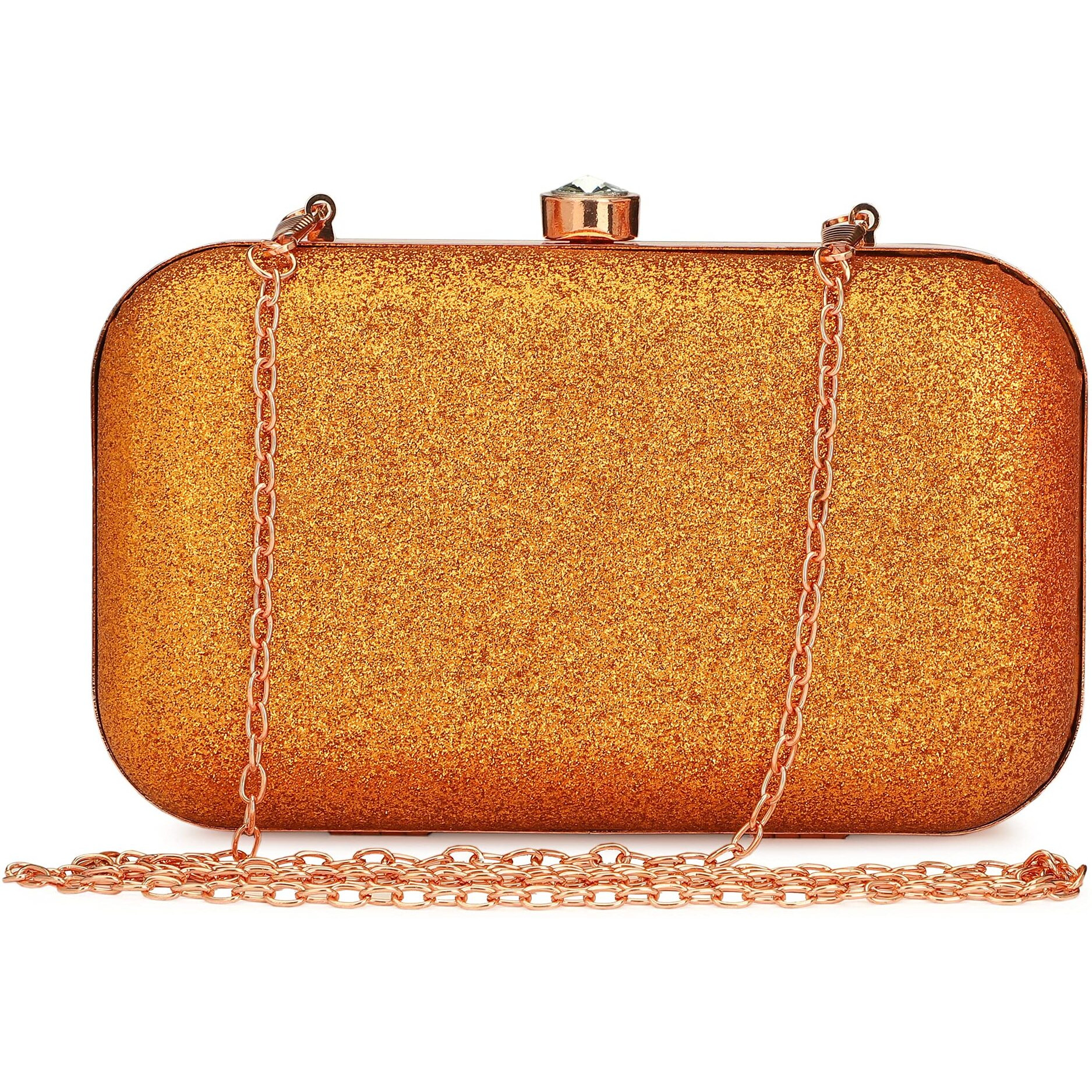 TOOBA Dual Shimmer Beautiful Metallic Box Clutch Bag Purse for Bridal, Casual, Wedding Bag for Women & Girls (Dark Gold)