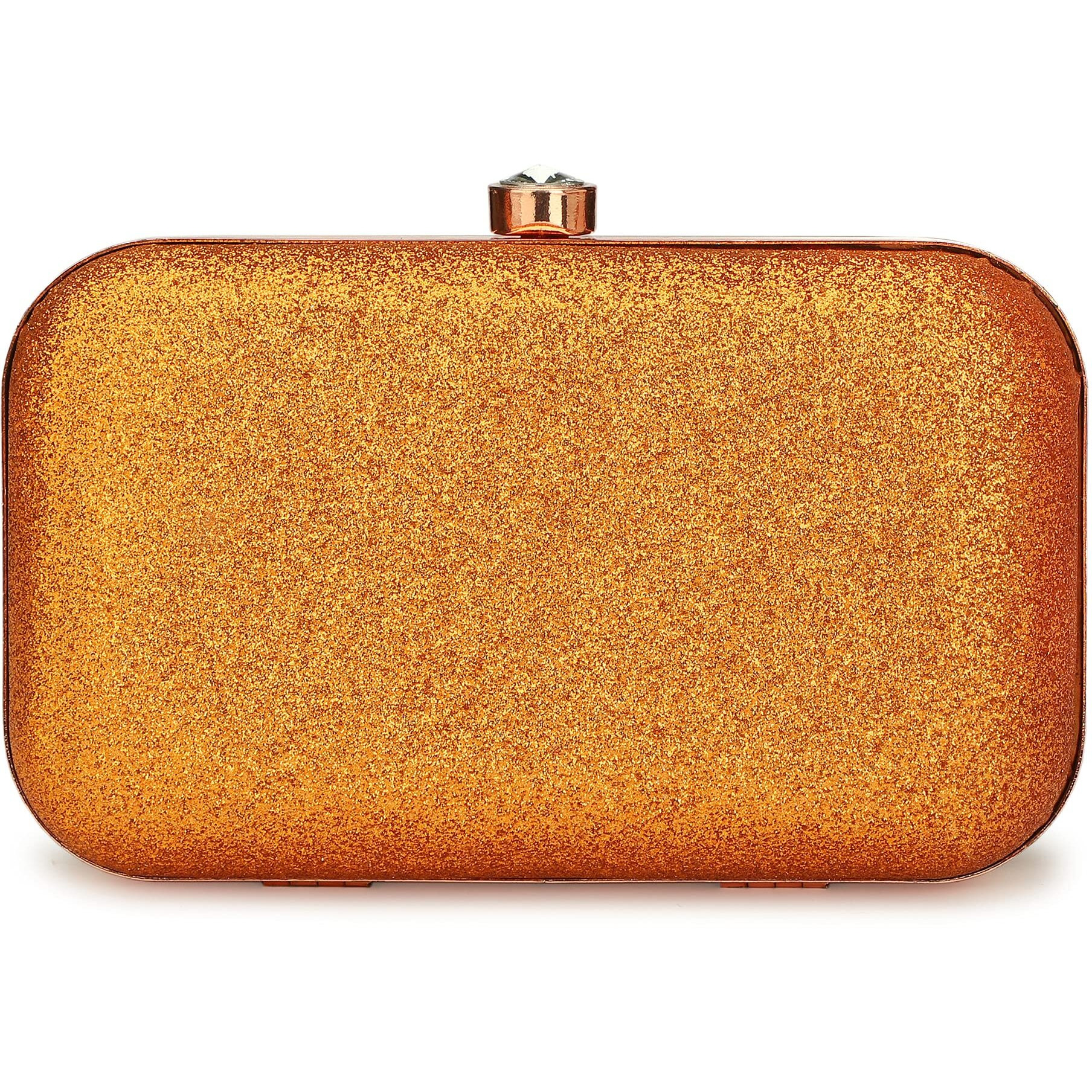 TOOBA Dual Shimmer Beautiful Metallic Box Clutch Bag Purse for Bridal, Casual, Wedding Bag for Women & Girls (Dark Gold)