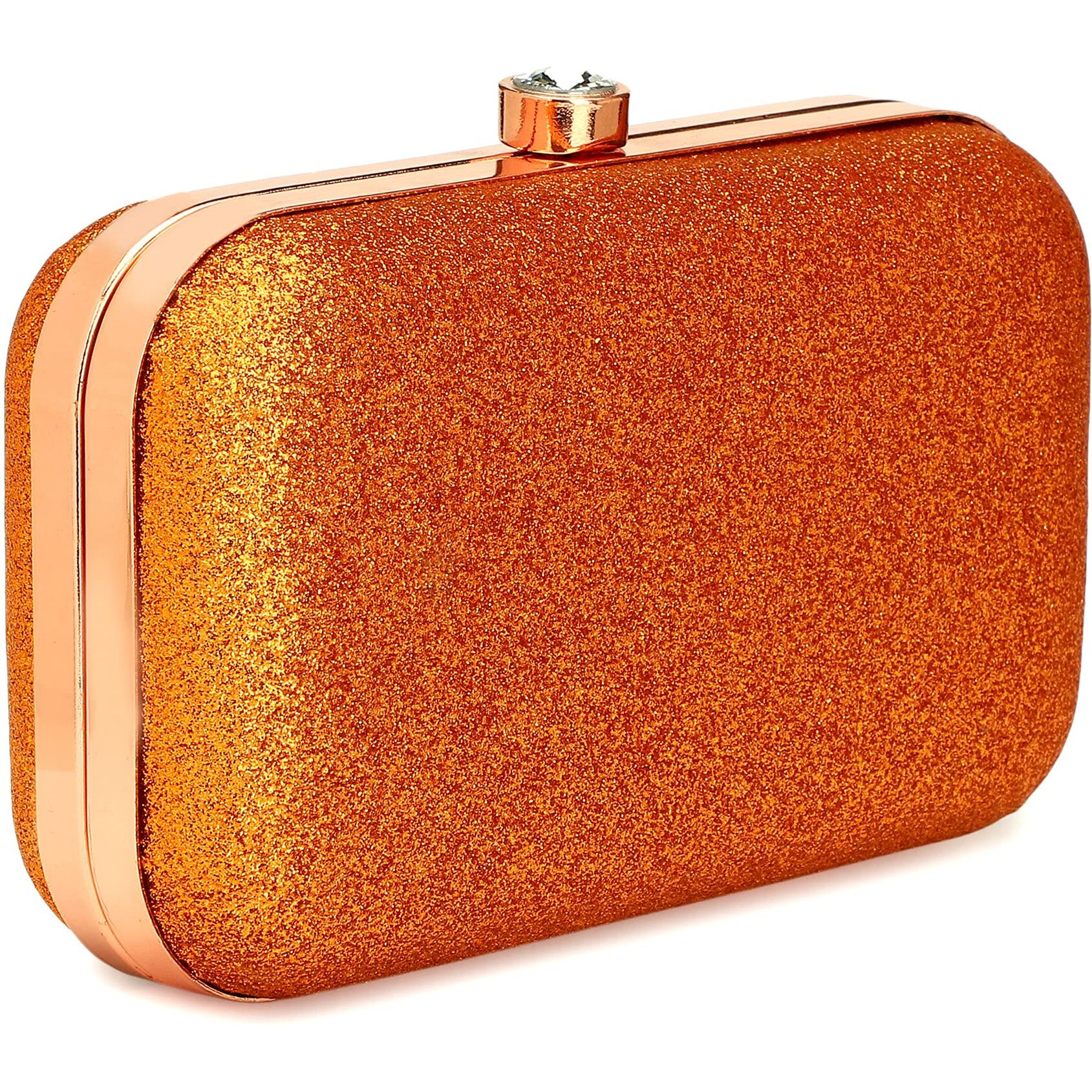 TOOBA Dual Shimmer Beautiful Metallic Box Clutch Bag Purse for Bridal, Casual, Wedding Bag for Women & Girls (Dark Gold)