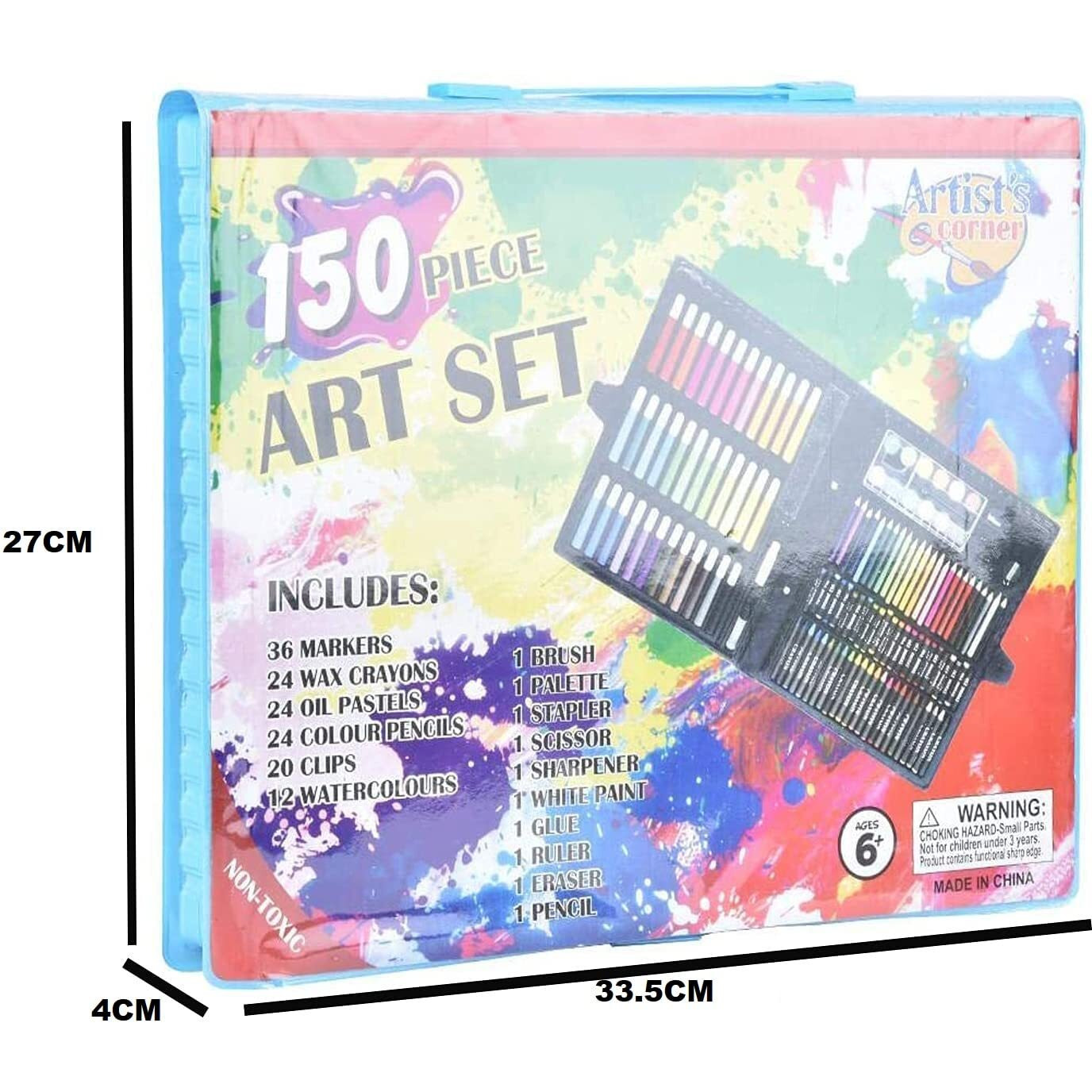 KARP Children Deluxe Art Drawing Set for Kids Case Art and Craft Supplies Drawing and Painting Set Great Gift (150Pcs -Blue)
