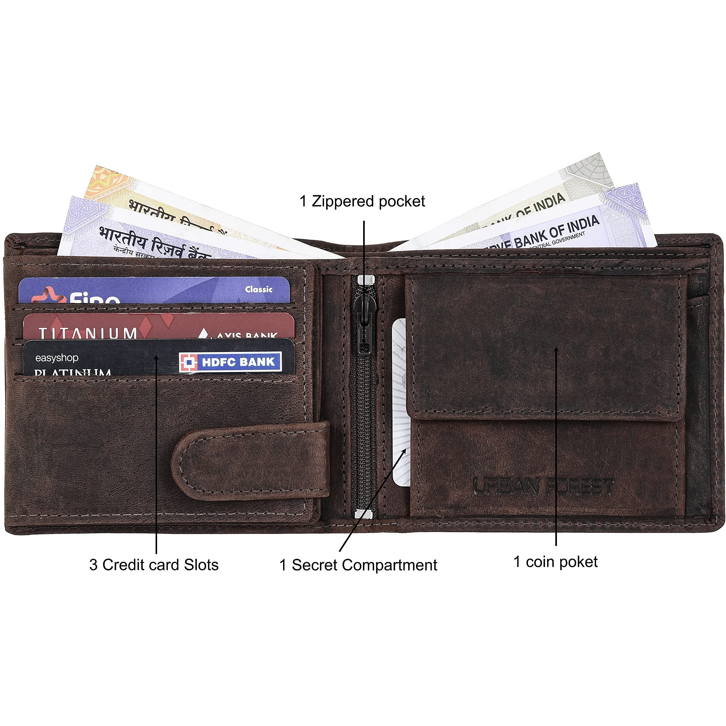 URBAN FOREST Leo Vintage Brown Leather Wallet for Men
