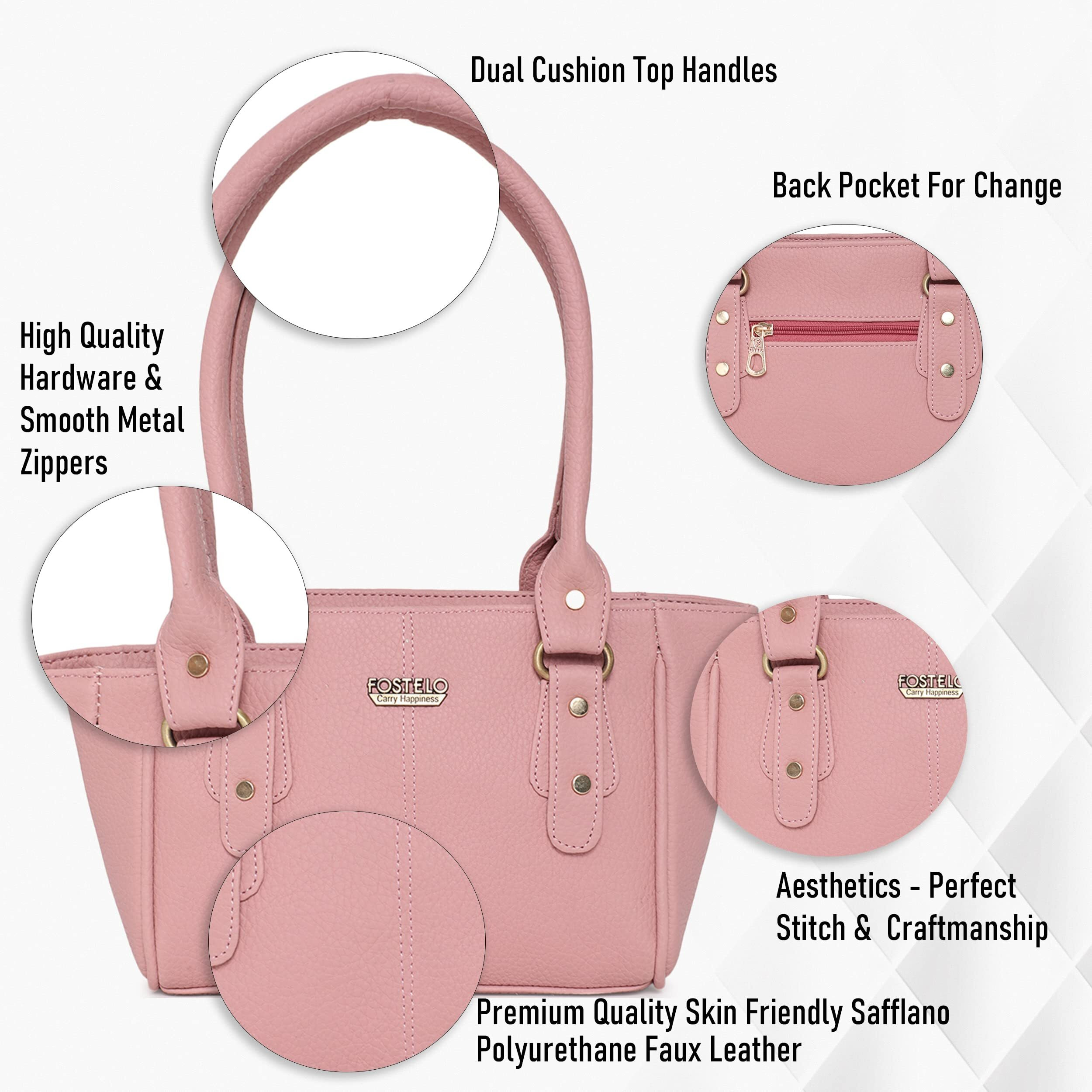 Fostelo Women s Vegan Leather Julia Handbags Shoulder Hobo Bag Ladies Purse (Light Pink) (Medium)