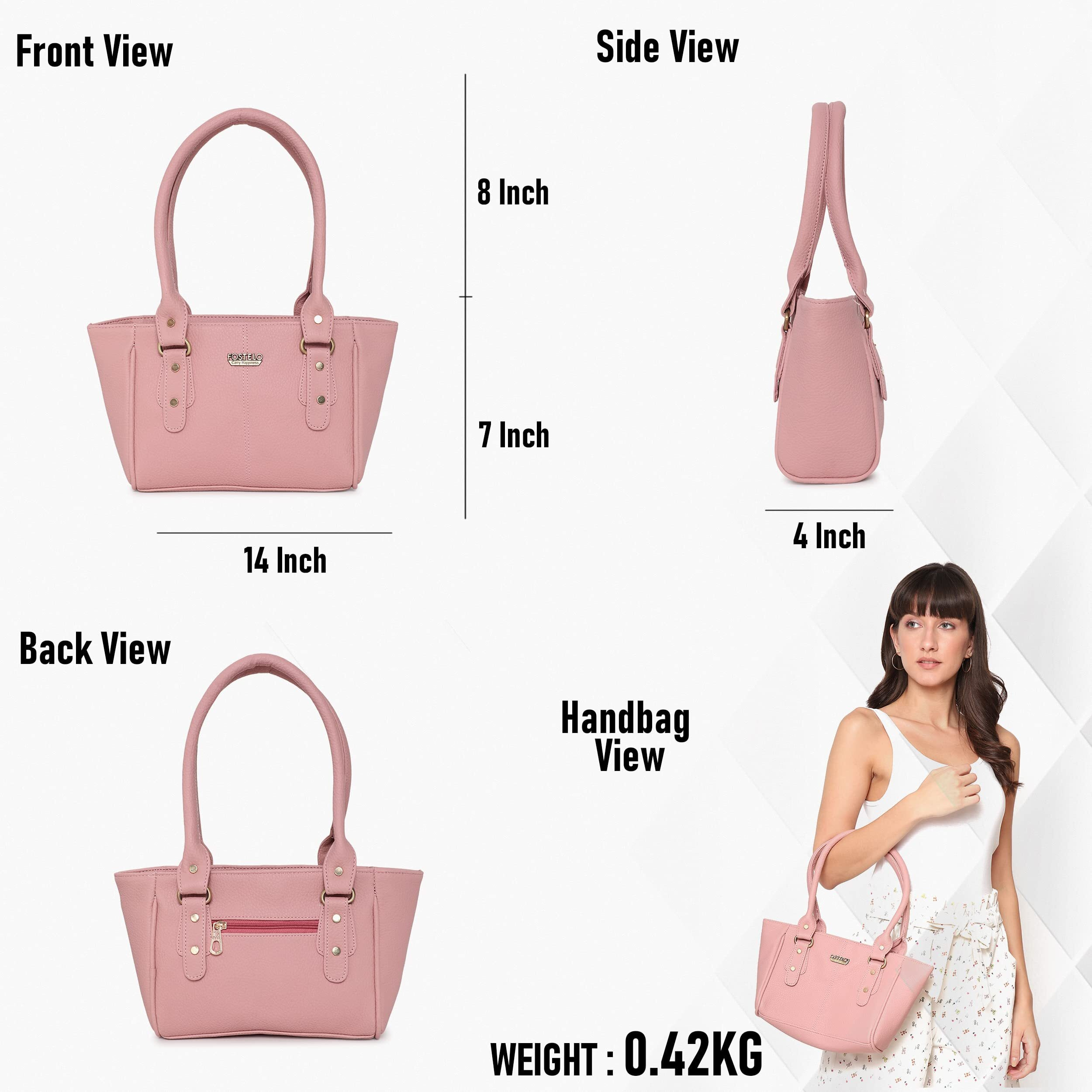 Fostelo Women s Vegan Leather Julia Handbags Shoulder Hobo Bag Ladies Purse (Light Pink) (Medium)