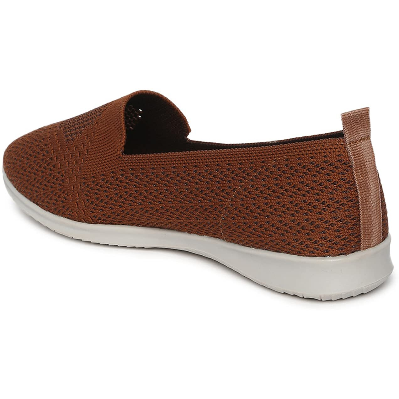 Marc Loire Brown Women s Athleisure Lightweight Active Wear Knitted Slip on Ballerina Shoes for Daily Walking, 3 UK