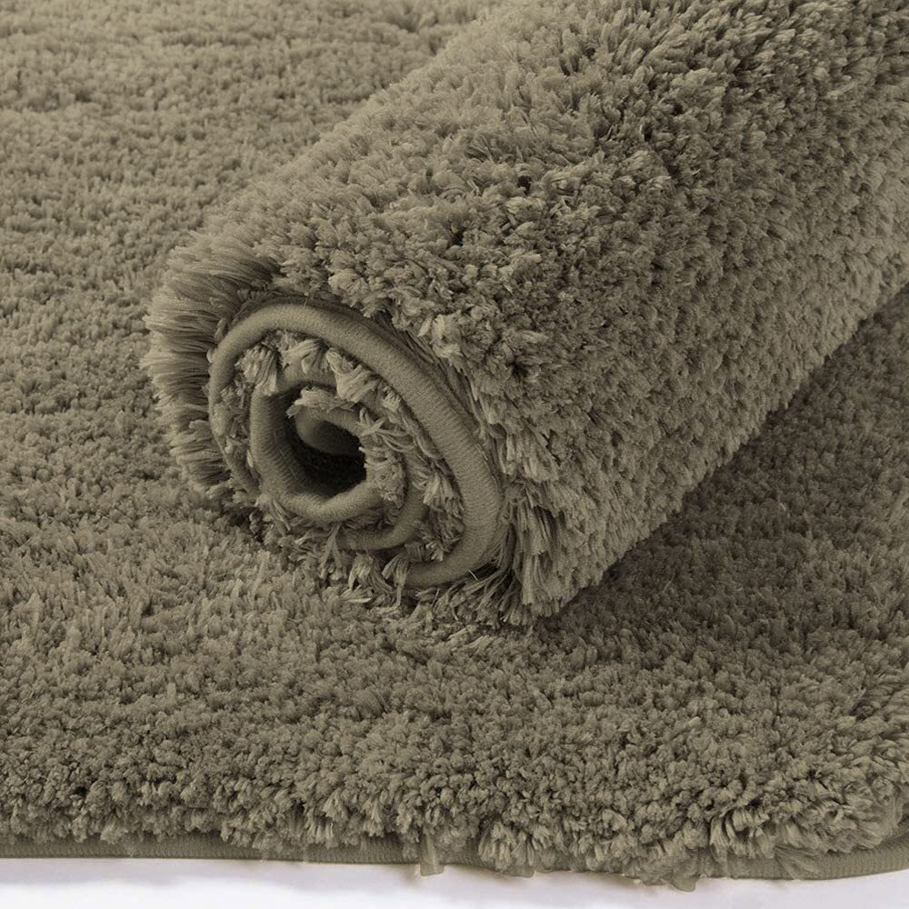 LUXE HOME INTERNATIONAL Microfibre Rectangular Bath mat Super Soft Anti Skid Newman Mats For Bathroom (45X75 Cm,Taupe)
