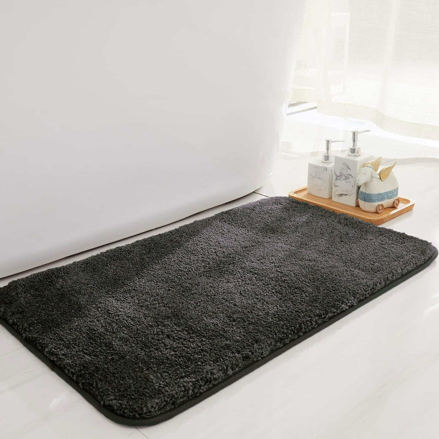 LUXE HOME INTERNATIONAL Microfibre Rectangular Bath mat Super Soft Anti Skid Newman Mats For Bathroom (45X75 Cm,Arabic Coffee)