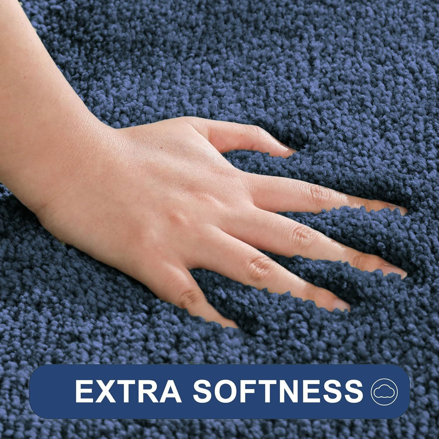 LUXE HOME INTERNATIONAL Microfibre Rectangular Bath mat Super Soft Anti Skid Newman Mats For Bathroom (45X75 Cm,Navy Blue)