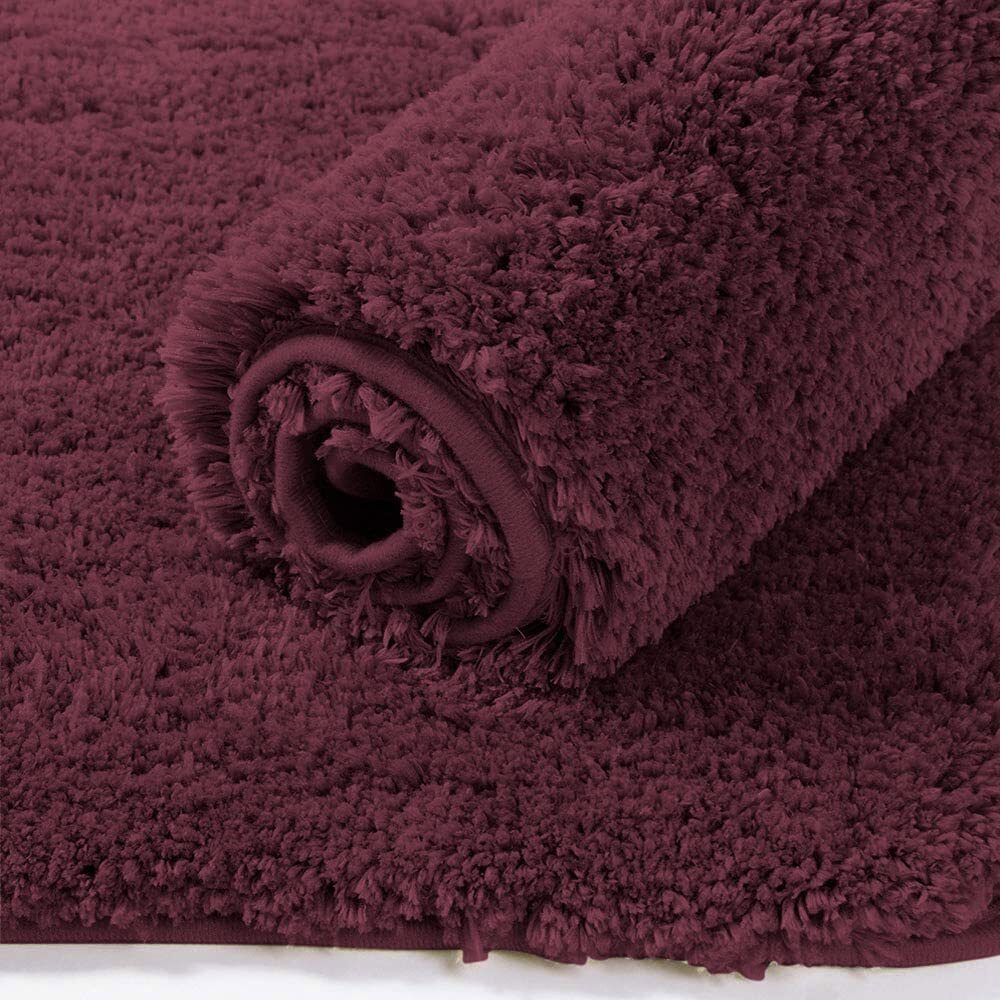 LUXE HOME INTERNATIONAL Microfibre Rectangular Bath mat Super Soft Anti Skid Newman Mat for Bathroom (40X60 Cm, Wine)