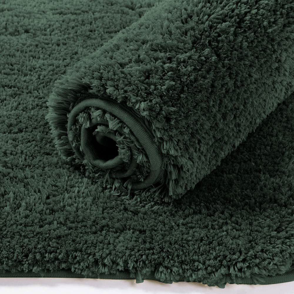 LUXE HOME INTERNATIONAL Microfibre Rectangular Bath mat Super Soft Anti Skid Newman Mats For Bathroom (45X75 Cm,Hunter Green)