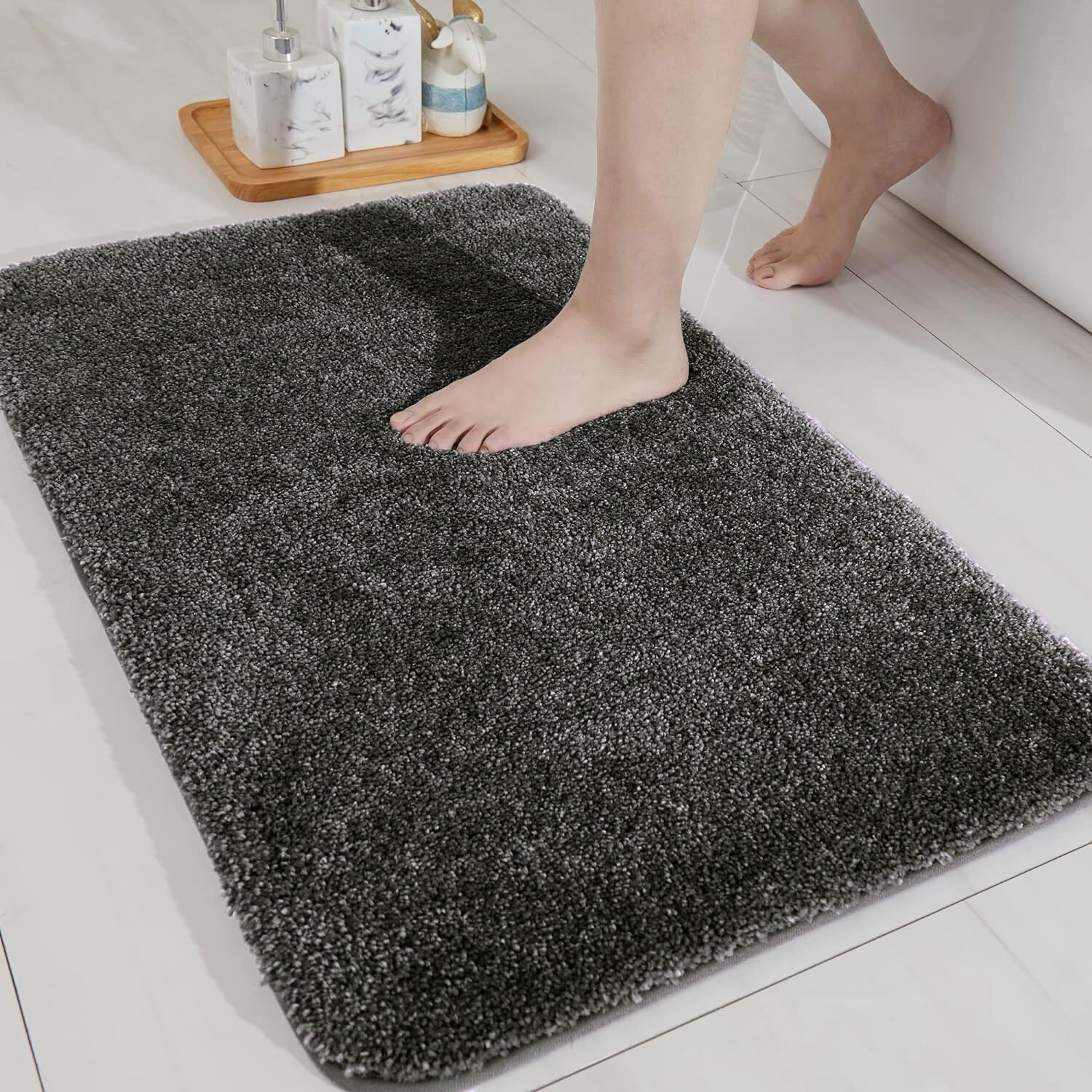 LUXE HOME INTERNATIONAL Microfibre Rectangular Bath mat Super Soft Anti Skid Newman Mats For Bathroom (40X60 Cm,Arabic Coffee)
