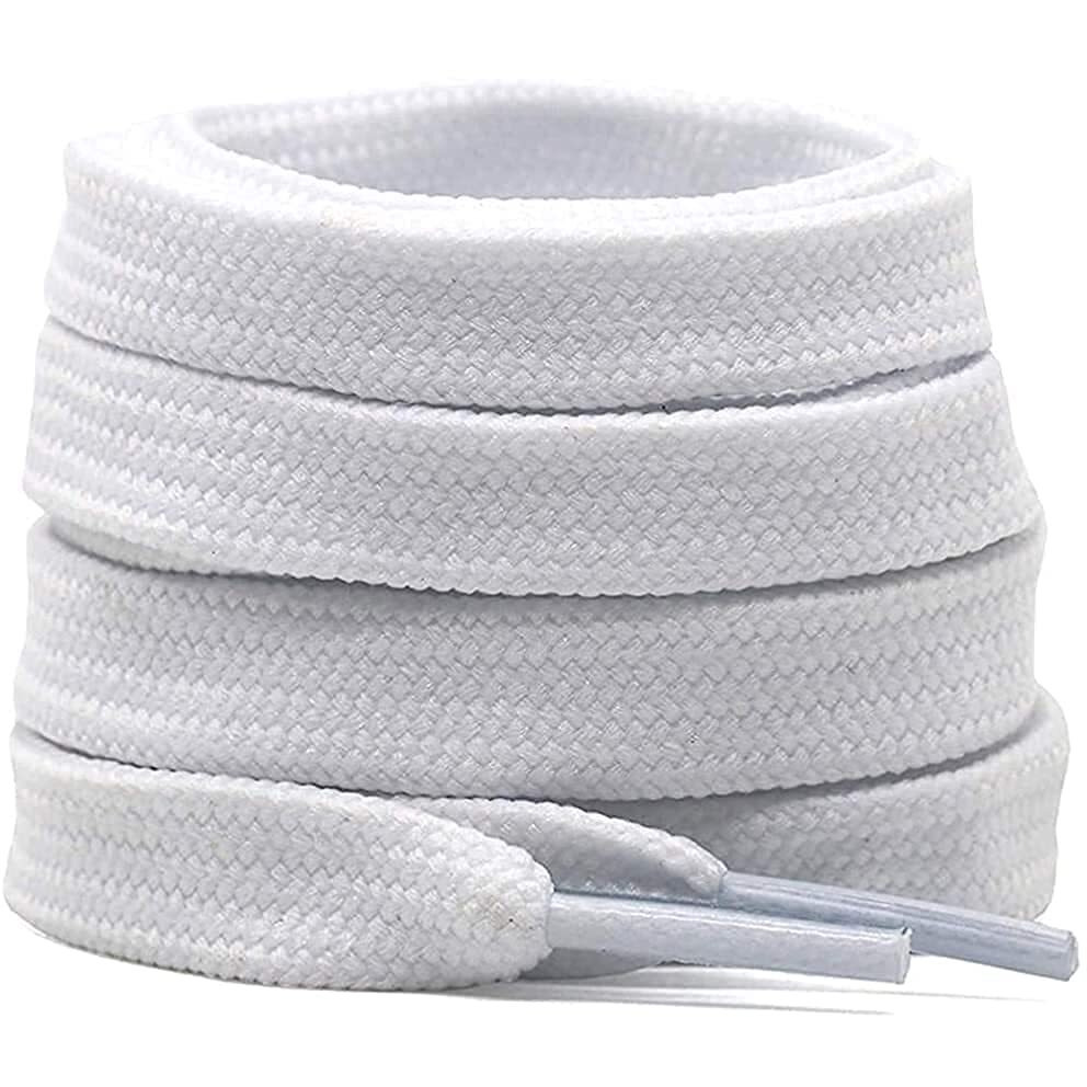SHOESHINE Sport Shoelaces Flat Hollow Design casual shoe laces, White Color - Sneaker Shoe Lace