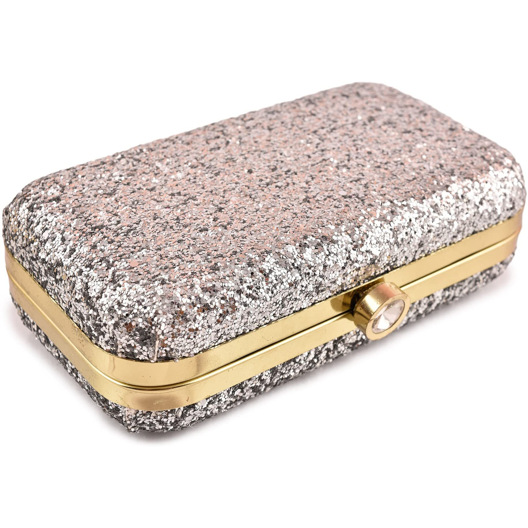 AILTINO Women Box Clutch Stylish and Latest (Metallic Silver)