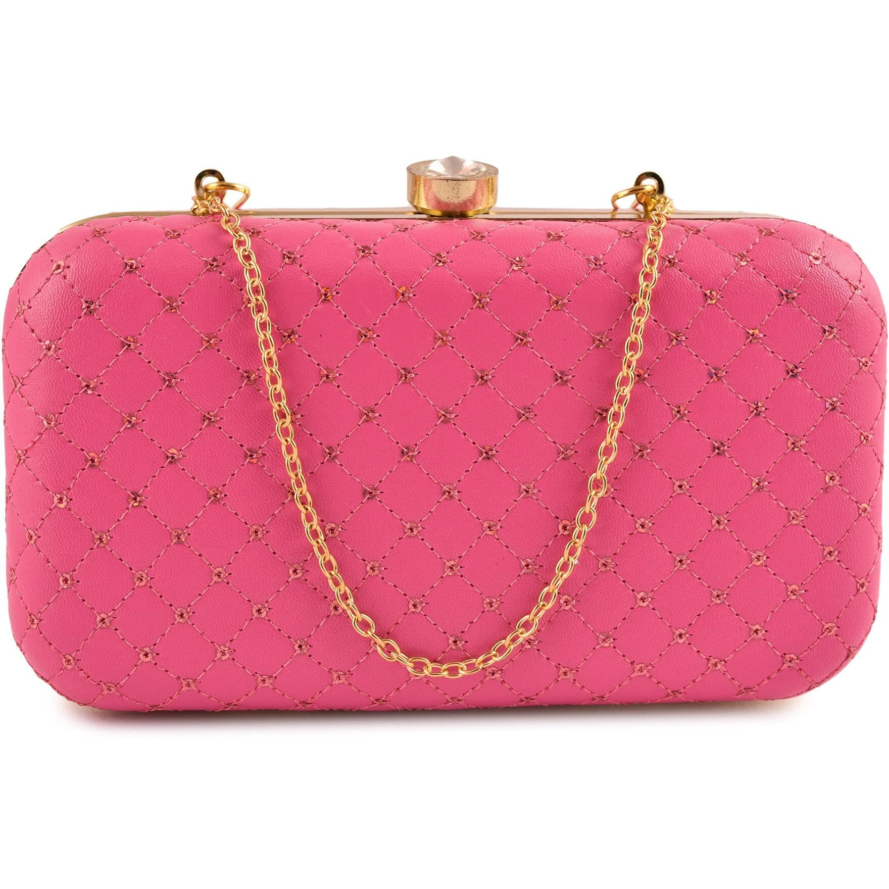 AILTINO Women Box Clutch Stylish and Latest (Sequence Pink)