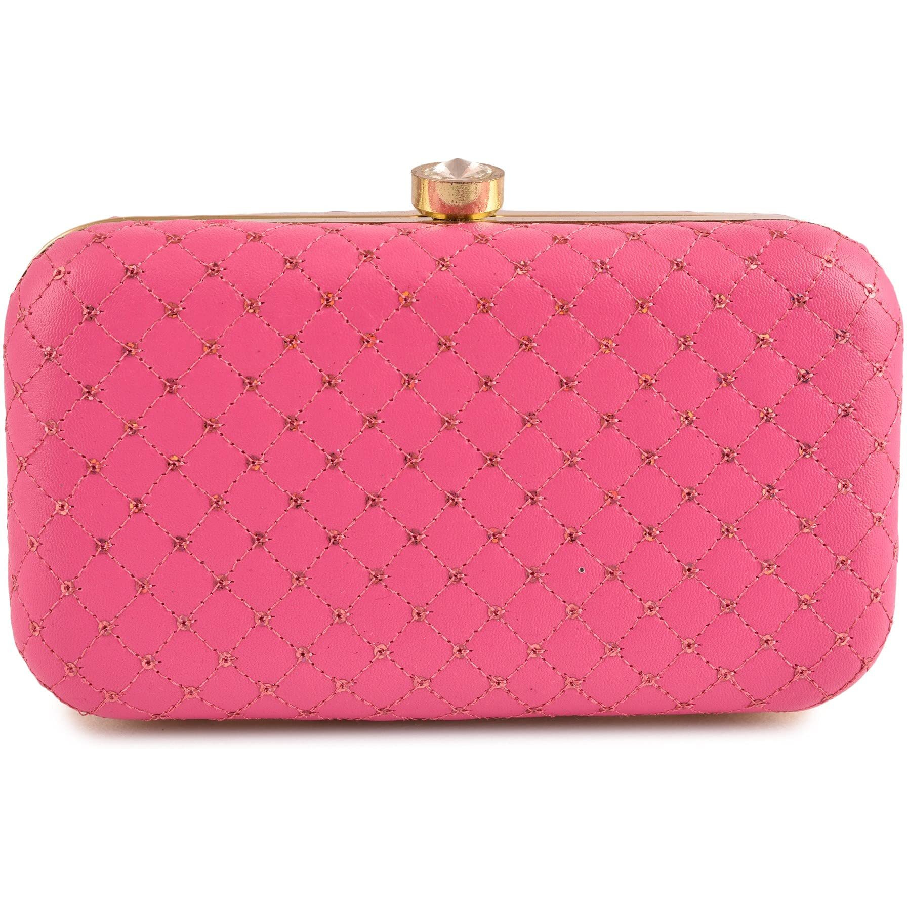 AILTINO Women Box Clutch Stylish and Latest (Sequence Pink)