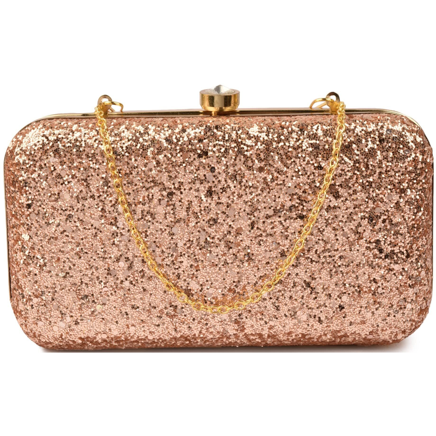 AILTINO Women Box Clutch Stylish and Latest (Metallic Sultan)