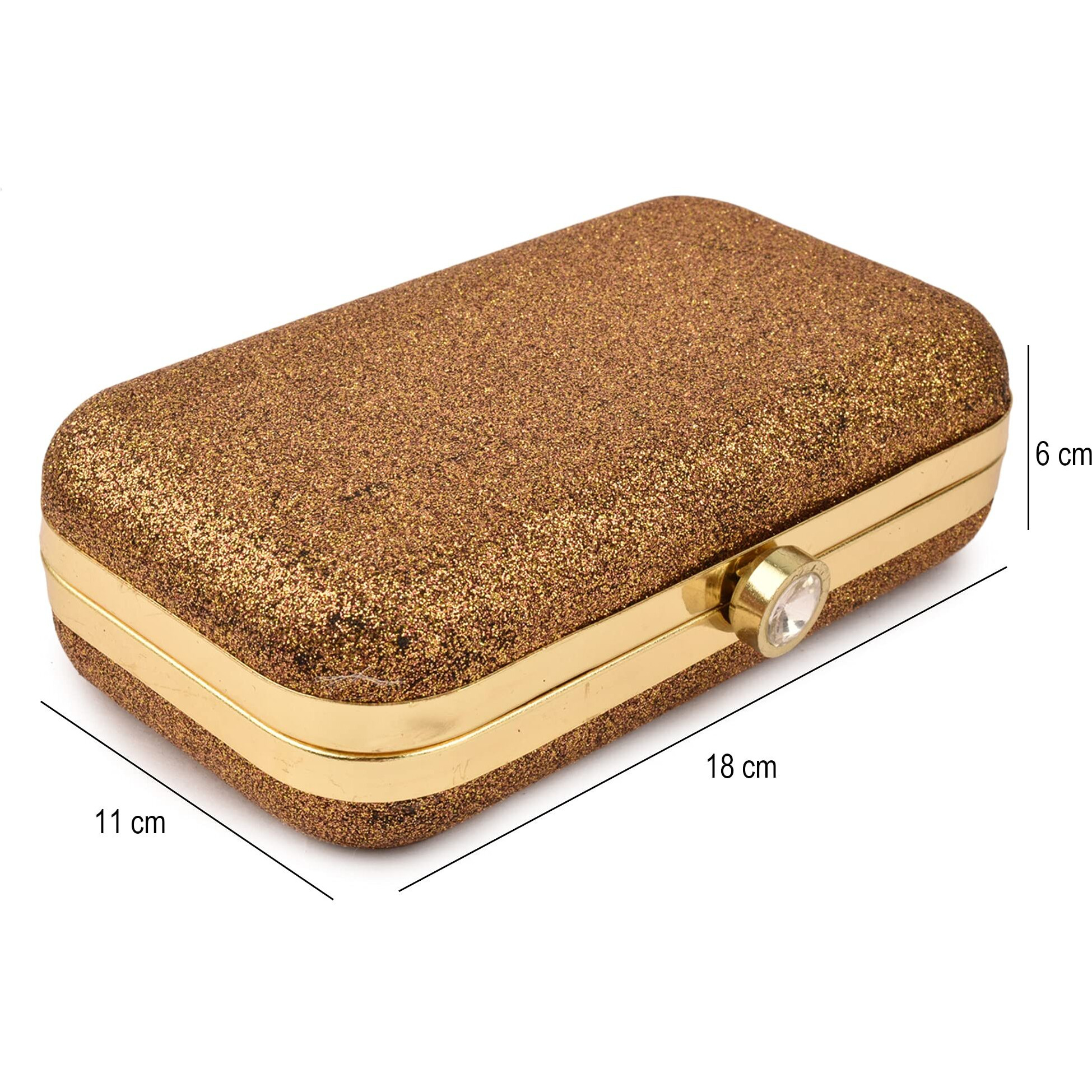 AILTINO Women Box Clutch Stylish and Latest (Sparkling Copper)