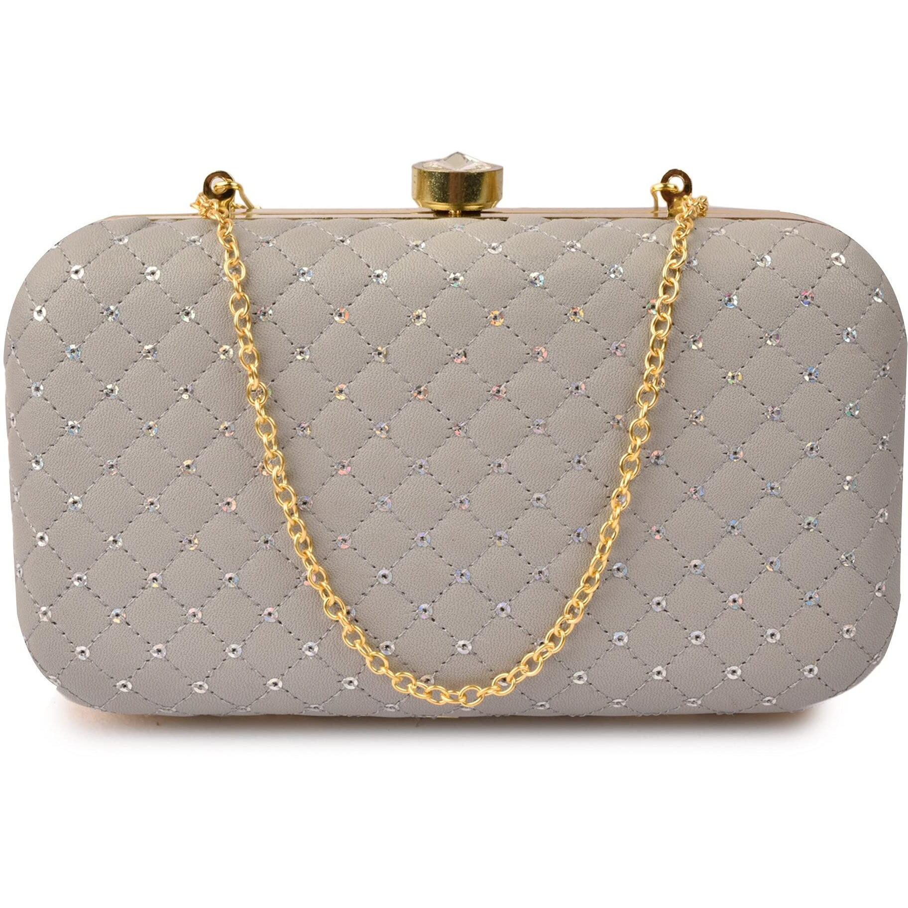 AILTINO Women Box Clutch Stylish and Latest (Sequence Grey)