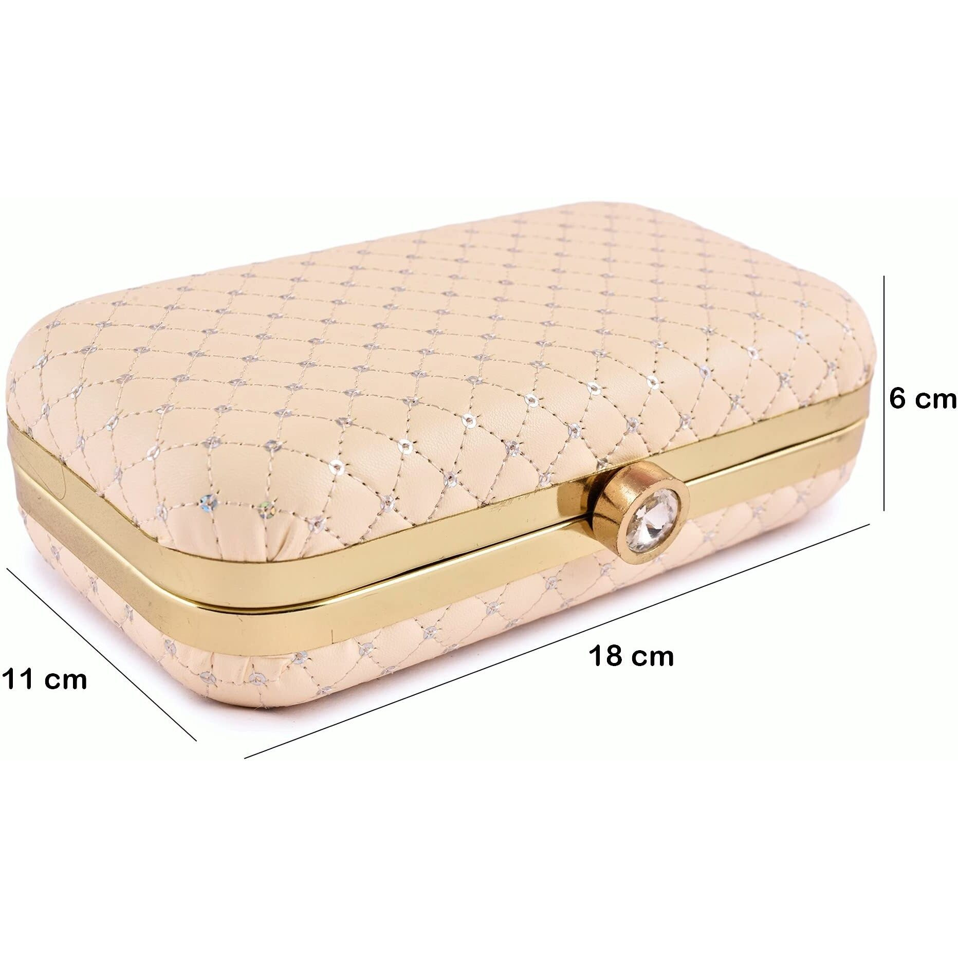 AILTINO Women Box Clutch Stylish and Latest (Sequence Cream)