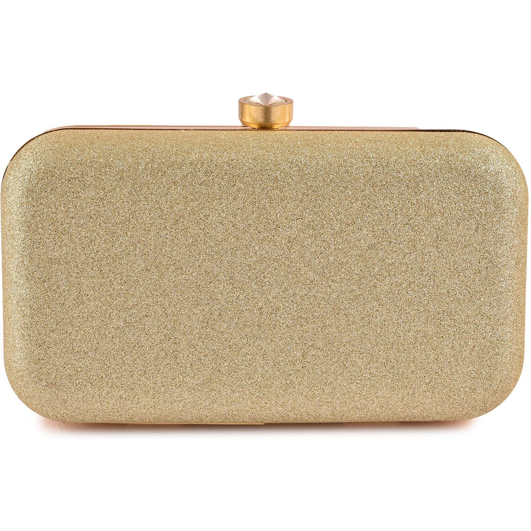 AILTINO Women Box Clutch Stylish and Latest (Sparkling Gold)