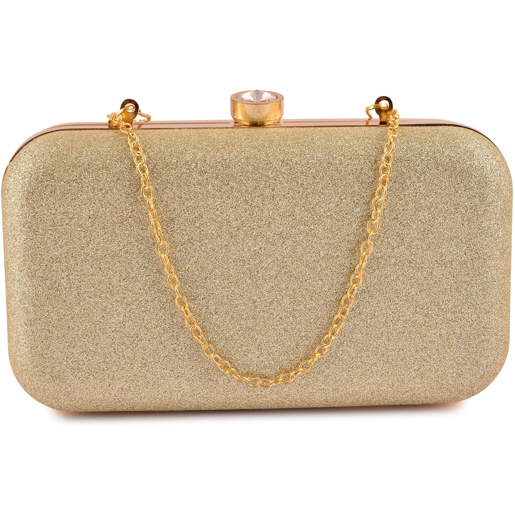 AILTINO Women Box Clutch Stylish and Latest (Sparkling Gold)