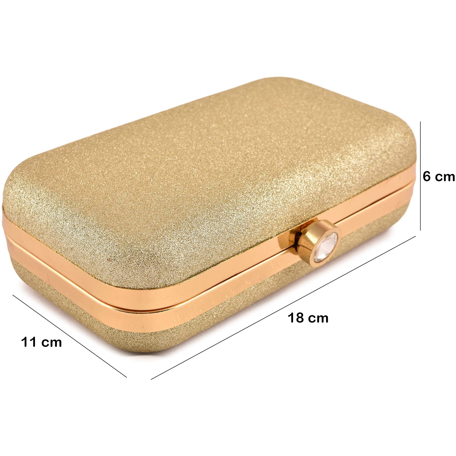 AILTINO Women Box Clutch Stylish and Latest (Sparkling Gold)