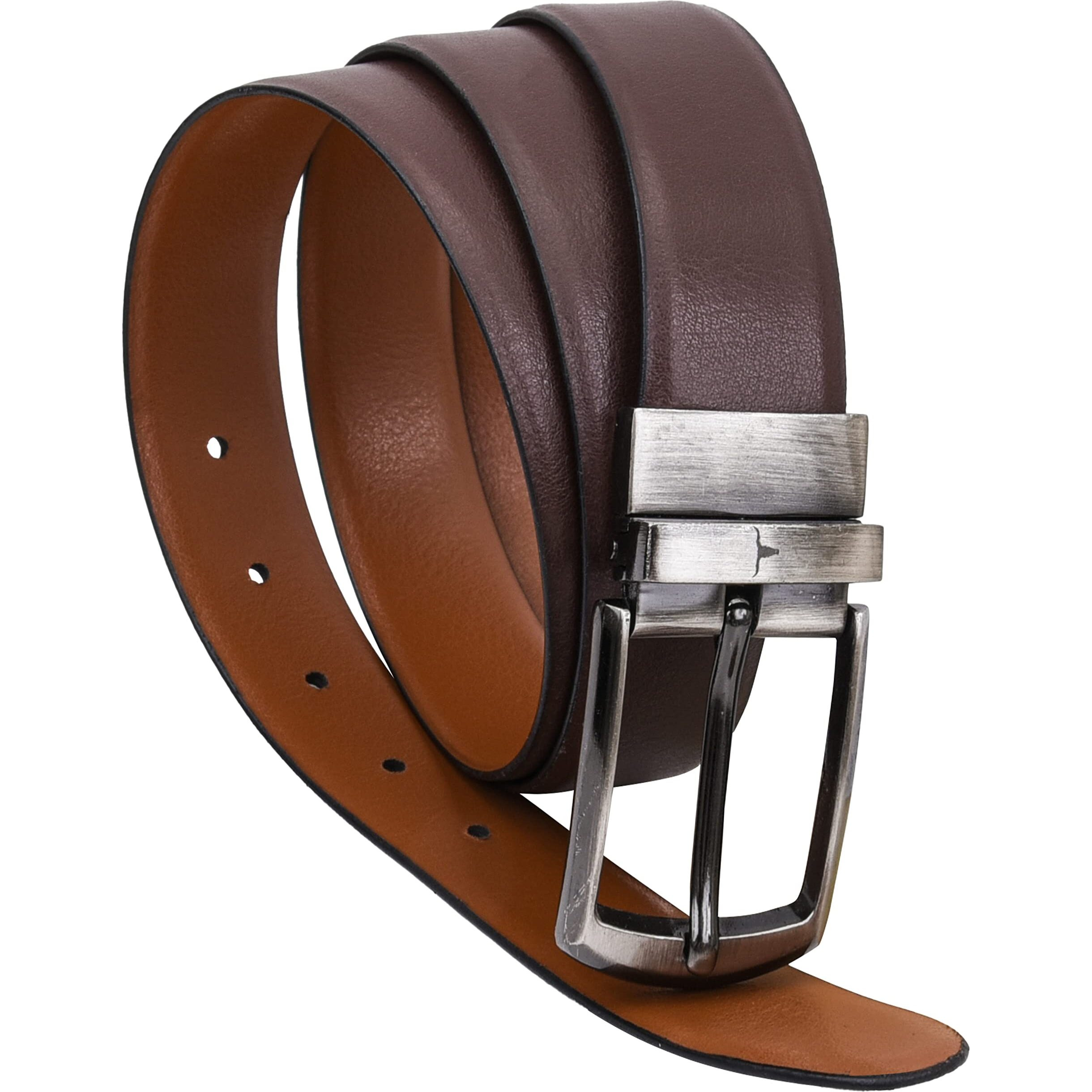 URBAN FOREST Andrew Brown/Tan Formal Reversible Leather Belt for Men