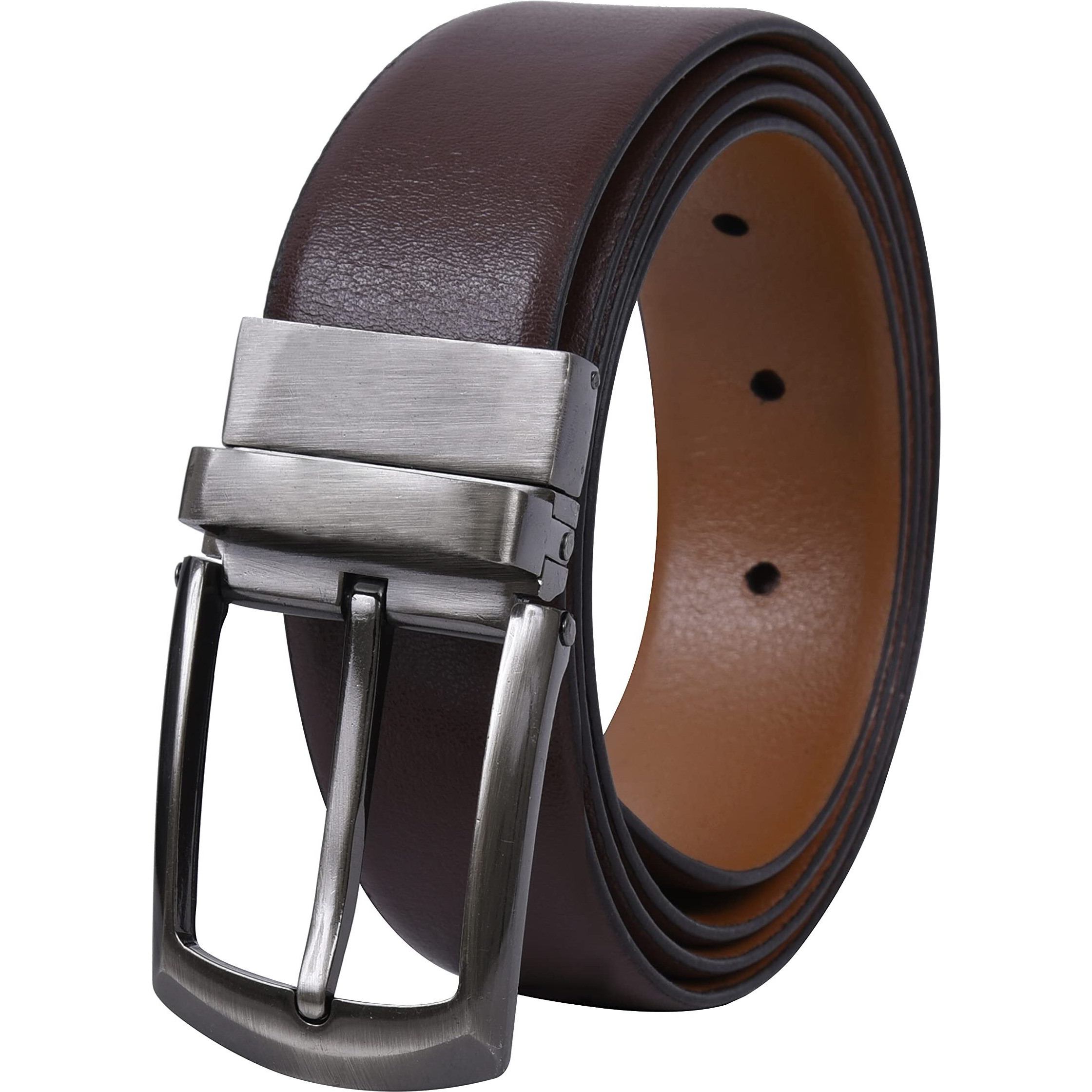 URBAN FOREST Andrew Brown/Tan Formal Reversible Leather Belt for Men