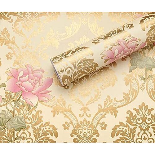 HOMEMATES Self-Adhesive Wallpaper Waterproof Old Furniture Vinyl Stickers Wooden Door Wardrobe Desktop PVC Wall Papers 45 X 304 CM- (Lotus Flower)