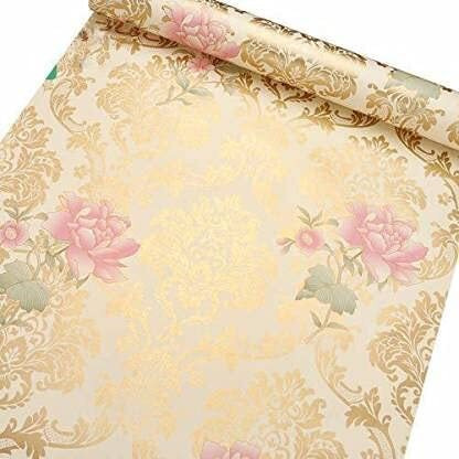 HOMEMATES Self-Adhesive Wallpaper Waterproof Old Furniture Vinyl Stickers Wooden Door Wardrobe Desktop PVC Wall Papers 45 X 304 CM- (Lotus Flower)