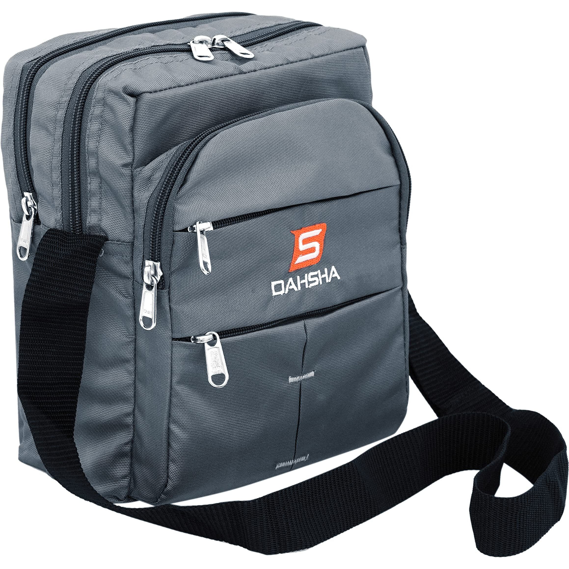 DAHSHA Nylon Stylish Small Multi-Pocket Sling Cross Body Travel Office Business Messenger One Side Bag for Men & Women (Grey, 25 x 10 x 20 CM)