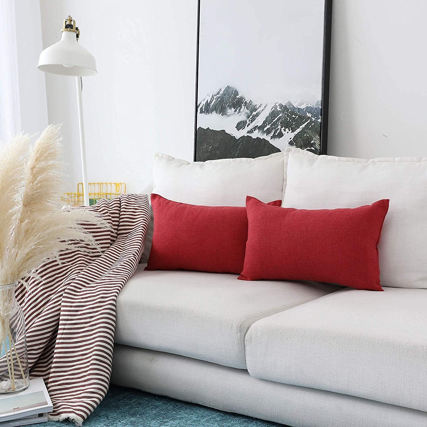 Khooti Jute 110 TC Cushion Cover, 16X20 Inches/40X50 Cm (Red)(Pack Of 2)