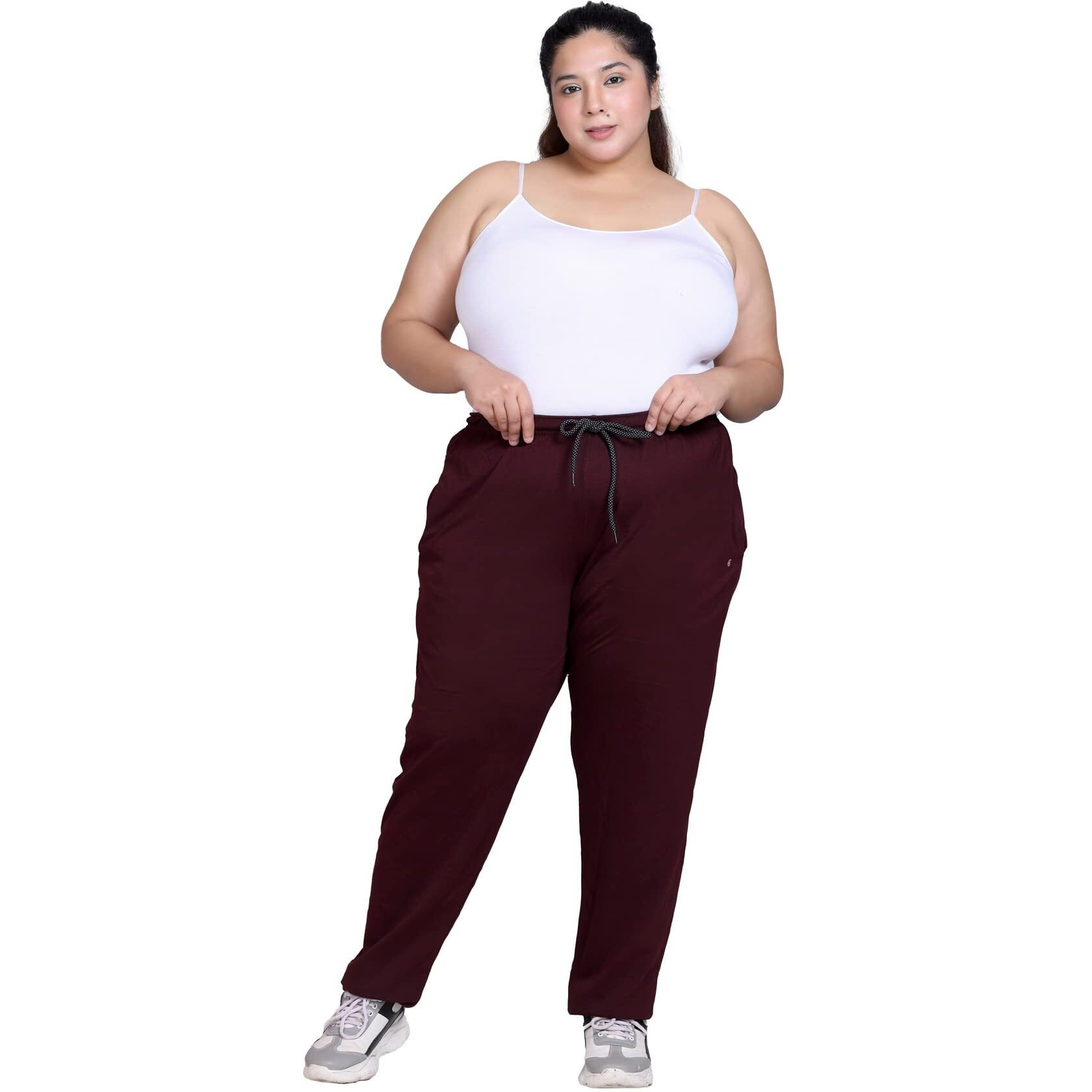 CUPID Women Regular fit Plain Cotton Sports n Gym Lowers, Trousers, Track Pant, Lounge n Night Wear, Pyjamas for Ladies_Wine_L