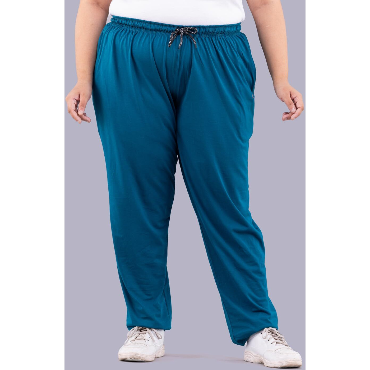 CUPID Women Plus Size Cotton Plain Track Pant, Lower, Sports Trouser, Joggers, Lounge n Daily Gym Wear for Ladies_3X-Large_Teal Blue