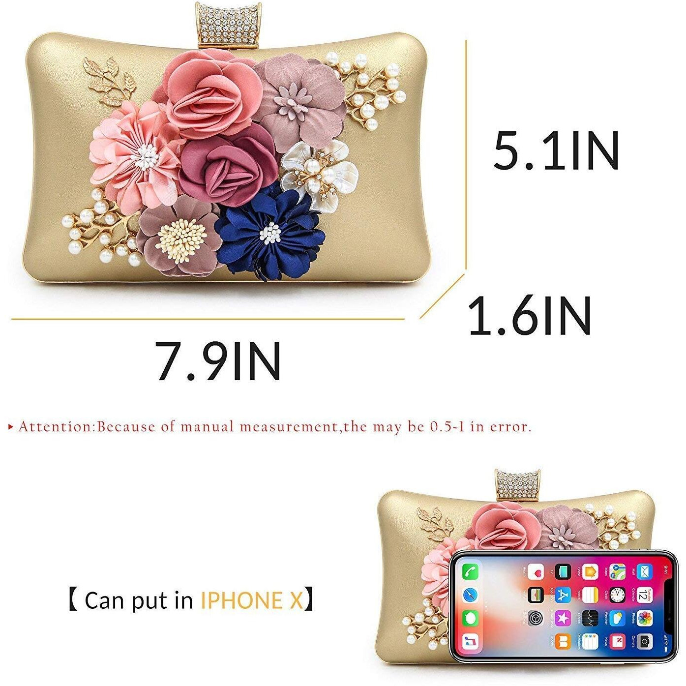 TOOBA Women s Beautiful Flower Box Clutch Bag | Detachable Chain Sling Strap| Ladies Purse Wallet