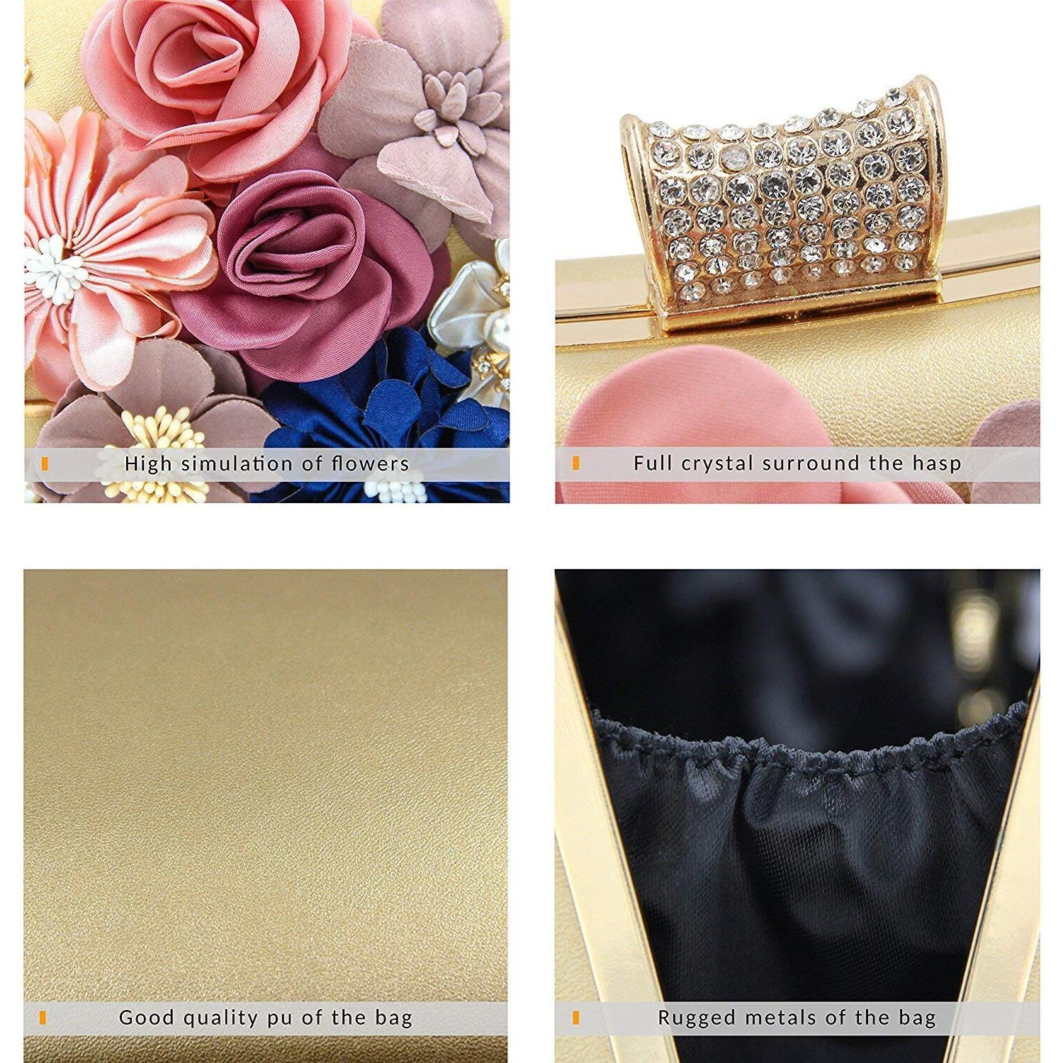 TOOBA Women s Beautiful Flower Box Clutch Bag | Detachable Chain Sling Strap| Ladies Purse Wallet