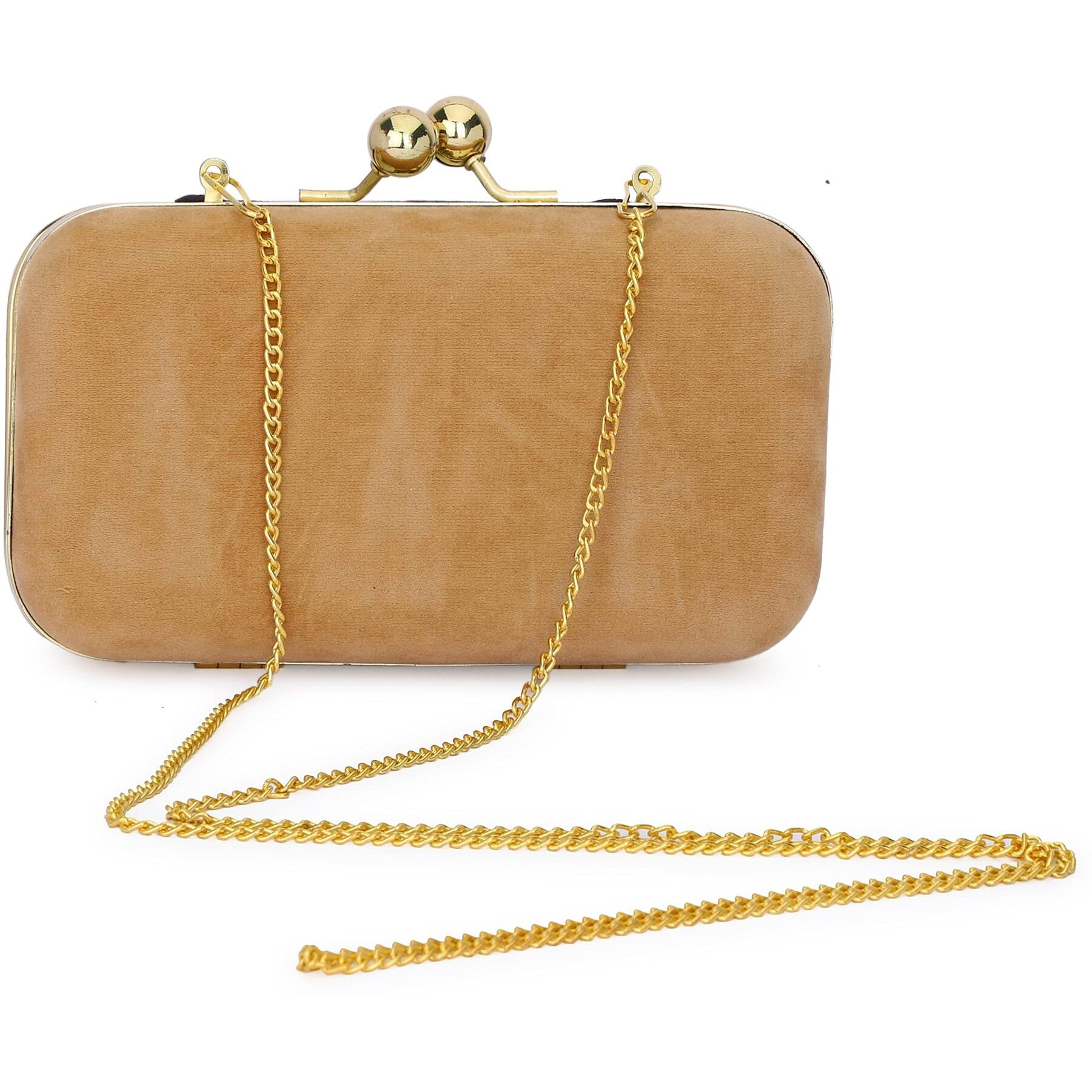 TOOBA Women Handicraft Beautiful Bling Box Clutch Bag Purse for Bridal, Casual, Wedding Bag for Women & Girls (Gold Bow)