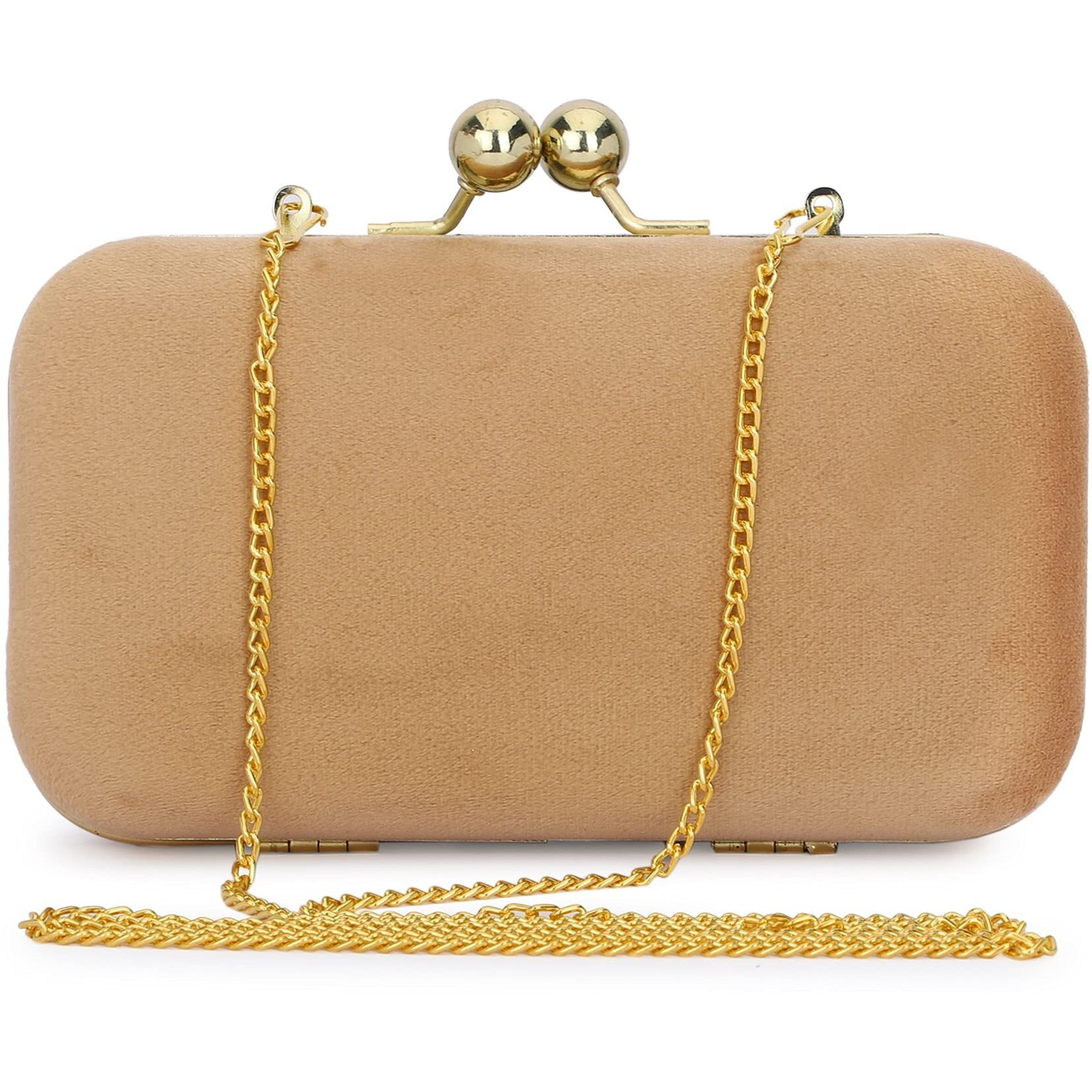 TOOBA Handicraft Beautiful Bling Box Clutch Bag Purse for Bridal, Casual, Wedding Bag for Women & Girls (Gold N Black)