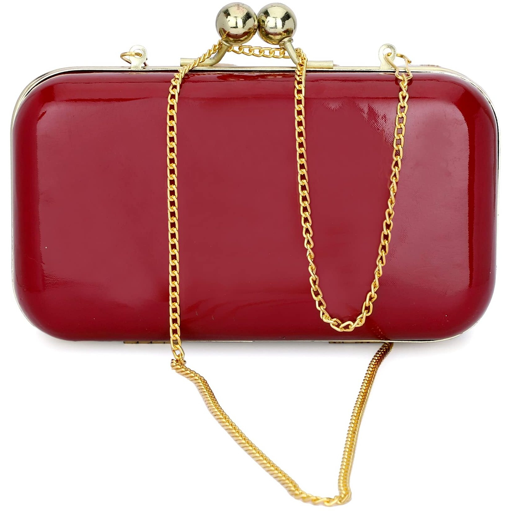TOOBA Women Handicraft Beautiful Bling Box Clutch Bag Purse for Bridal, Casual, Wedding Bag for Women & Girls (Maroon N Gold)