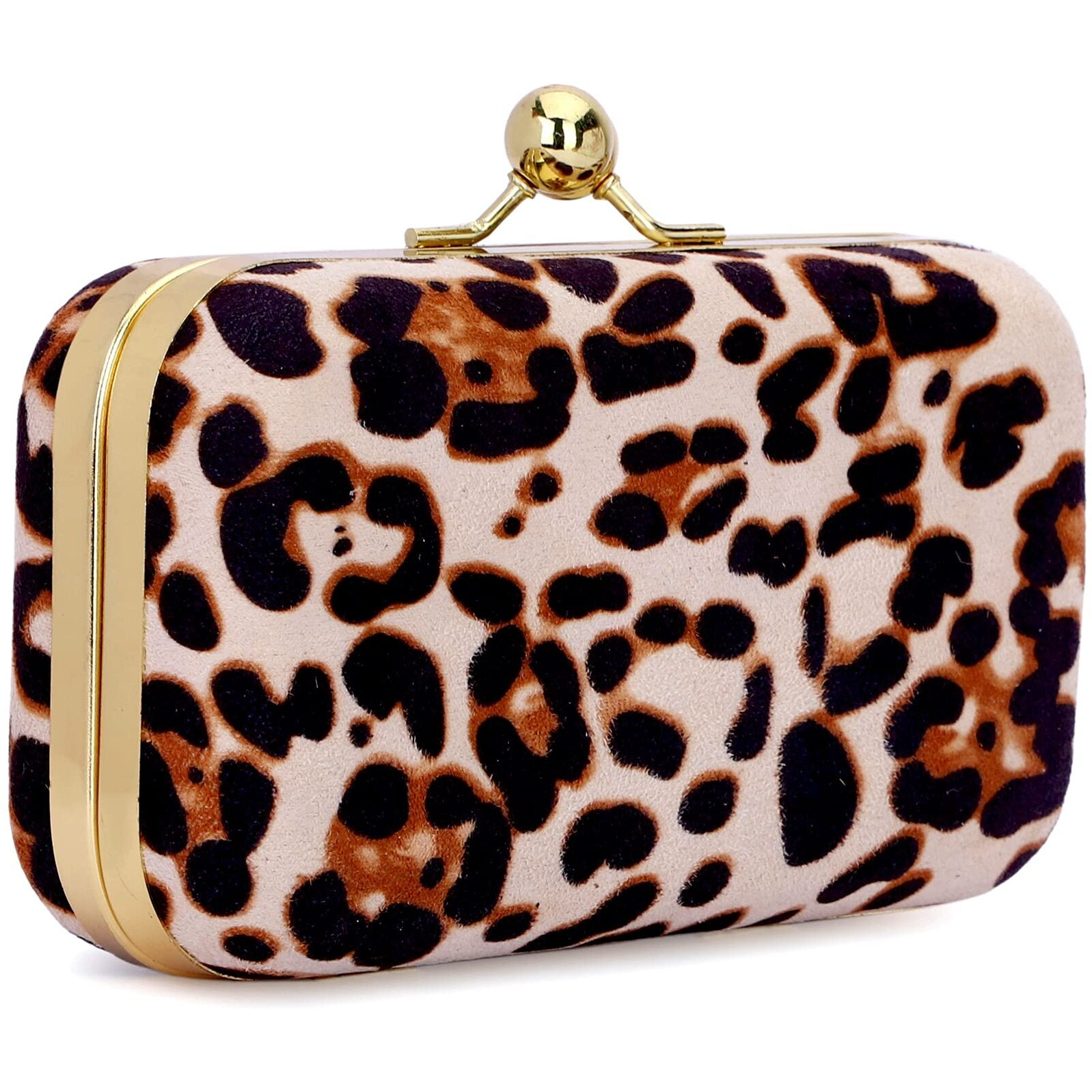 TOOBA Women Handicraft Beautiful Bling Box Clutch Bag Purse for Bridal, Casual, Wedding Bag for Women & Girls (Leopard)