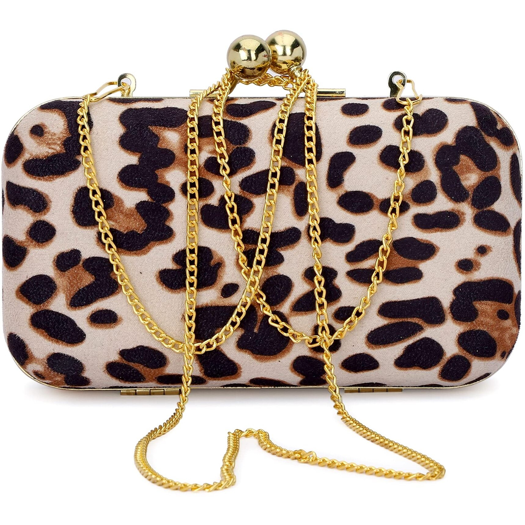 TOOBA Women Handicraft Beautiful Bling Box Clutch Bag Purse for Bridal, Casual, Wedding Bag for Women & Girls (Leopard)