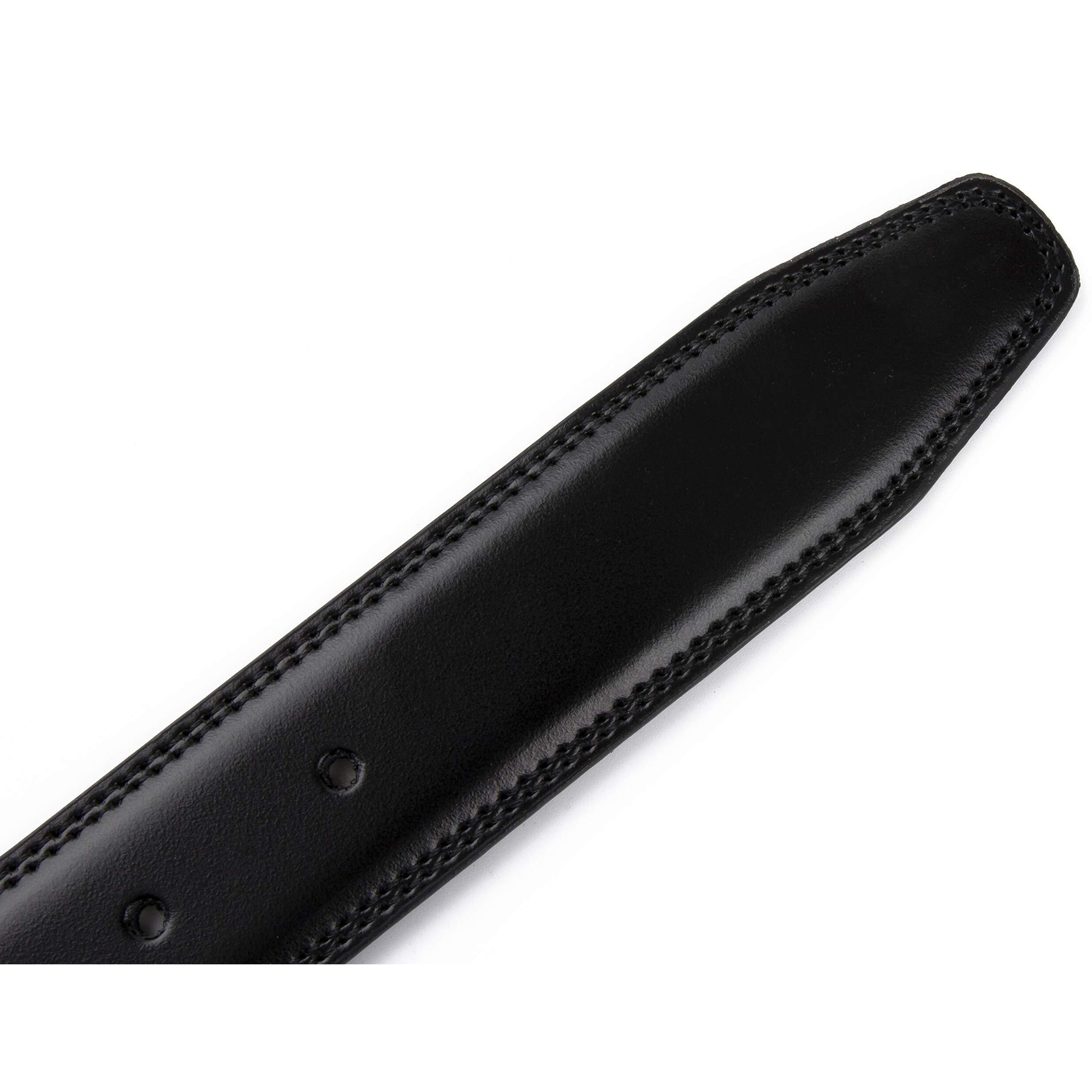 Contacts Men s Genuine Leather Pin Buckle Belt | Leather Belt for Men Classic Designs for Work & Business Casual (Black)