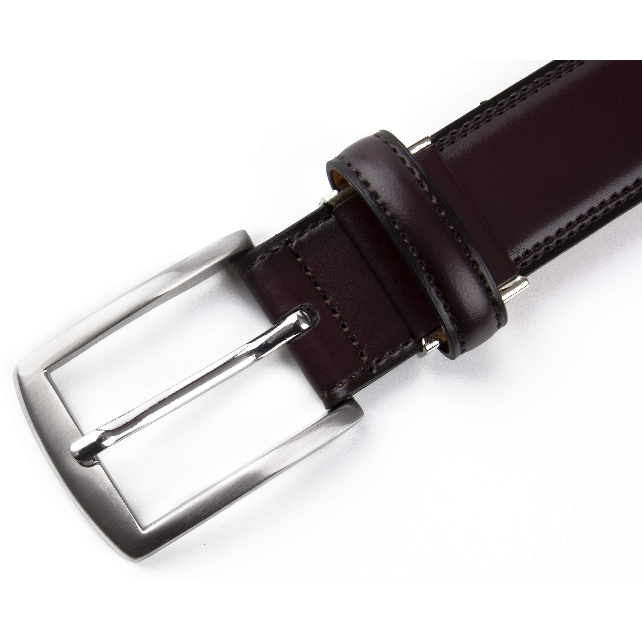 Contacts Men s Genuine Leather Pin Buckle Belt | Leather Belt for Men Classic Designs for Work & Business Casual (Dark Brown)
