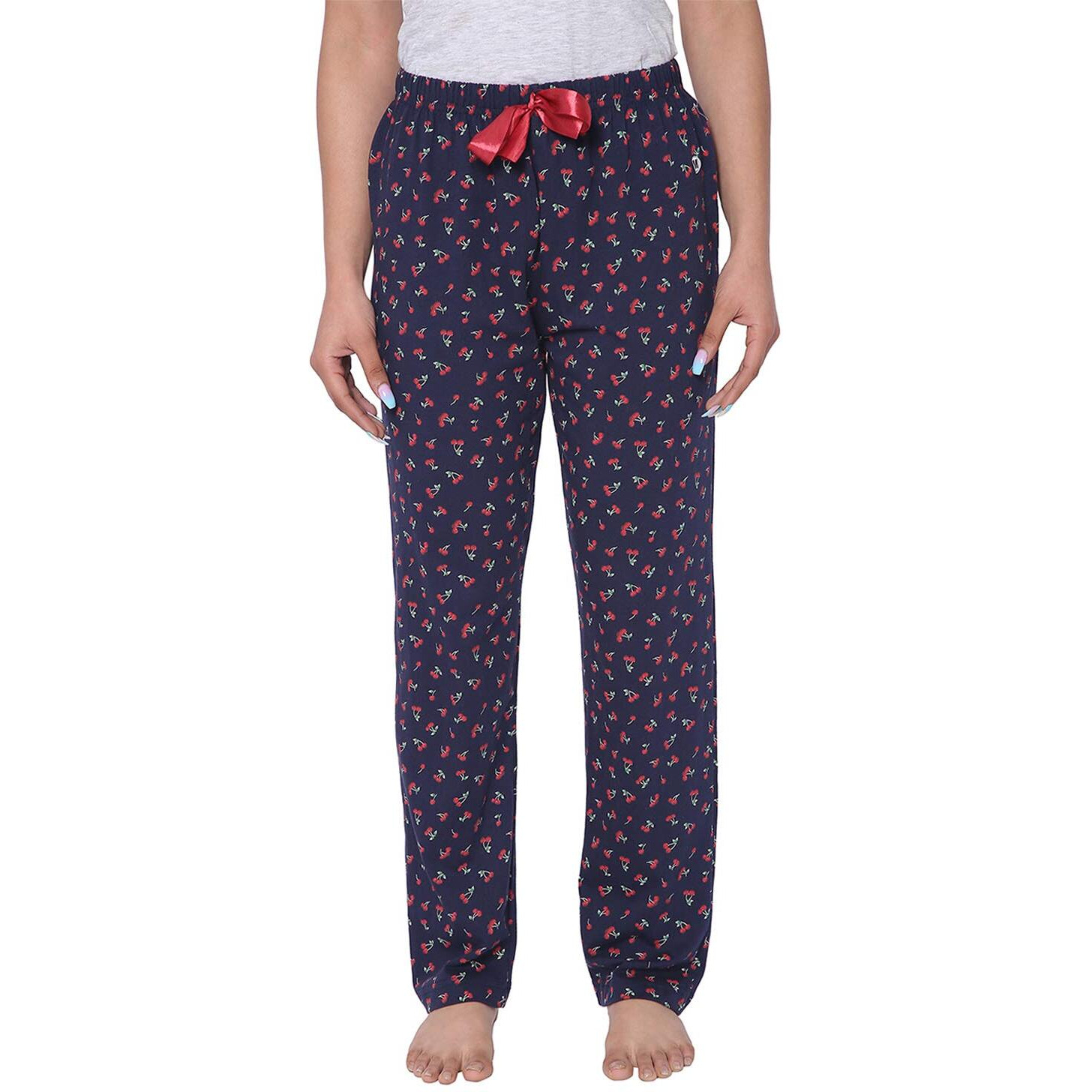 Real Basics Women s Cotton Printed Pyjama Pack Of 2(Rb-W-Pj-4Xl-P2-S4(Sky+Cherry)_Multicolor_4Xl, Casual Style, Pink Sky,Navy Cherry)