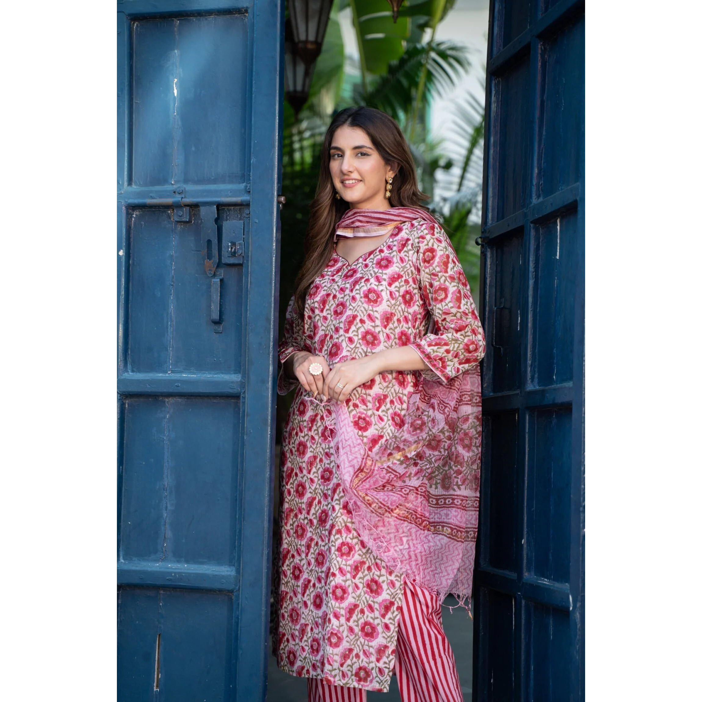 Kurta Set For Women || Women Kurta Set || 3pic Kurta For Women (50-85) (IN, Alpha, 2XL, Pink)