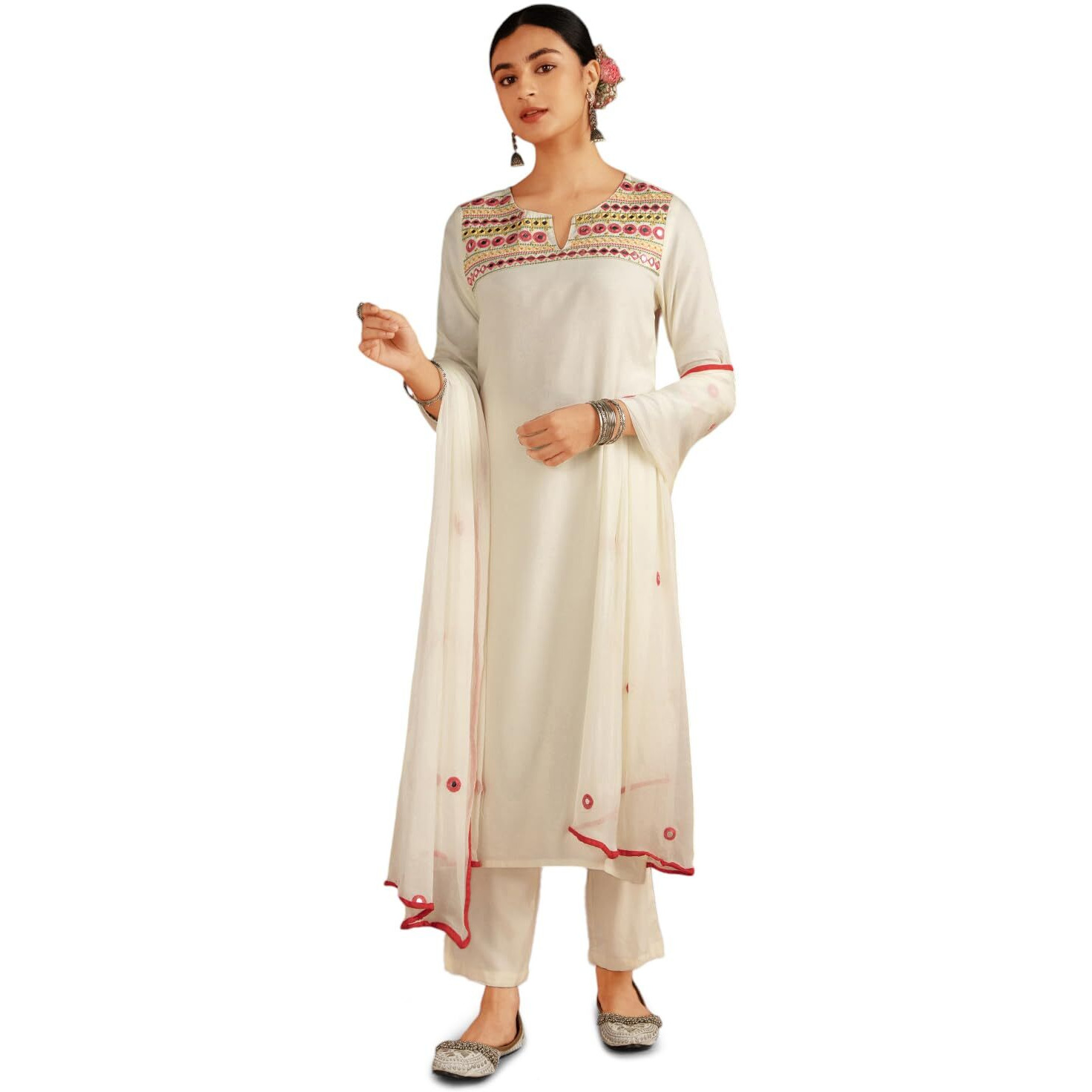 Kaari Rayon Staple Women's Kurta Set (KAAAW24WSKD-92030_Frangipani Cream _S)