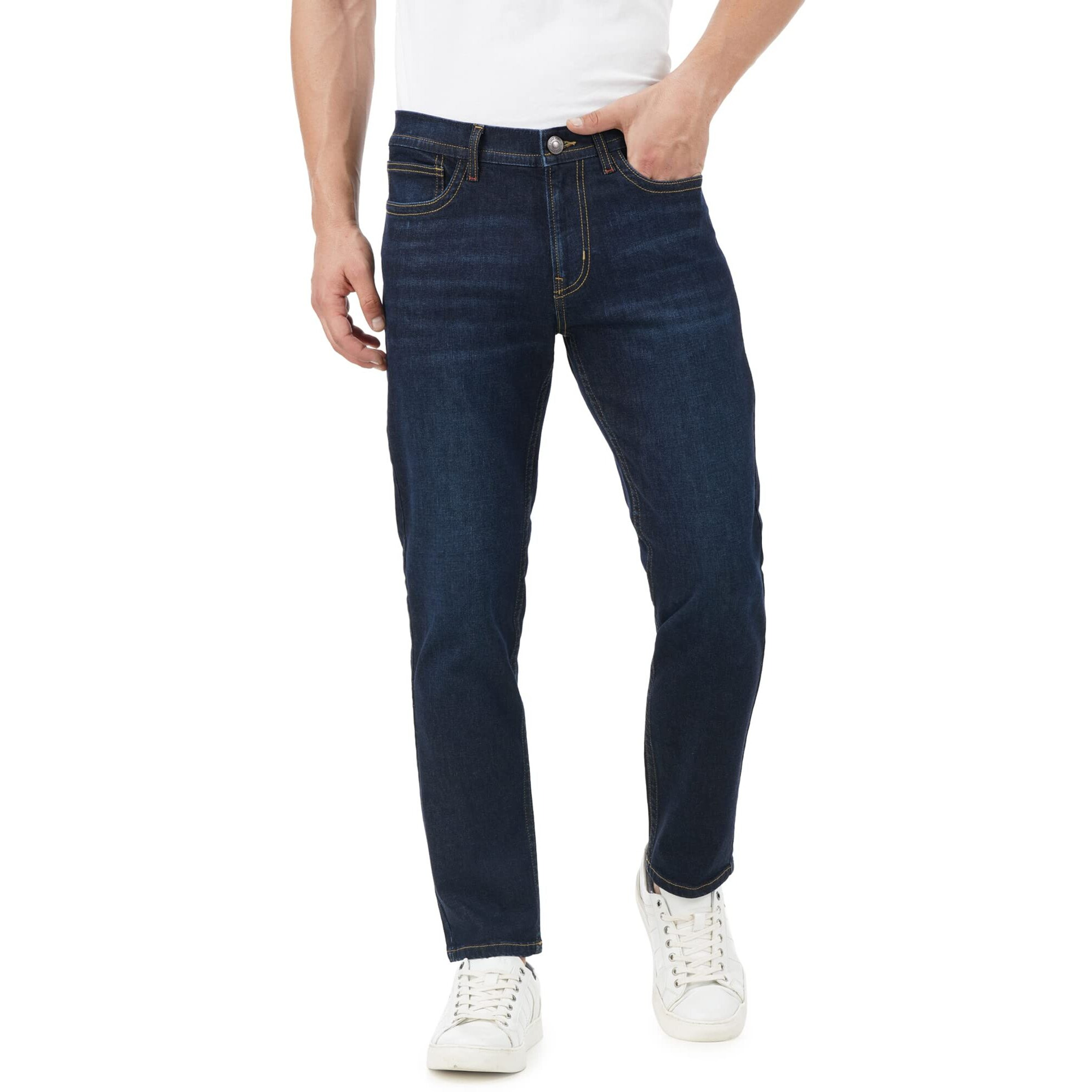 INKD Regular 1050 Men's Mid Rise Jeans (INKSS23MJN-004_Indigo-Dark Night_34)